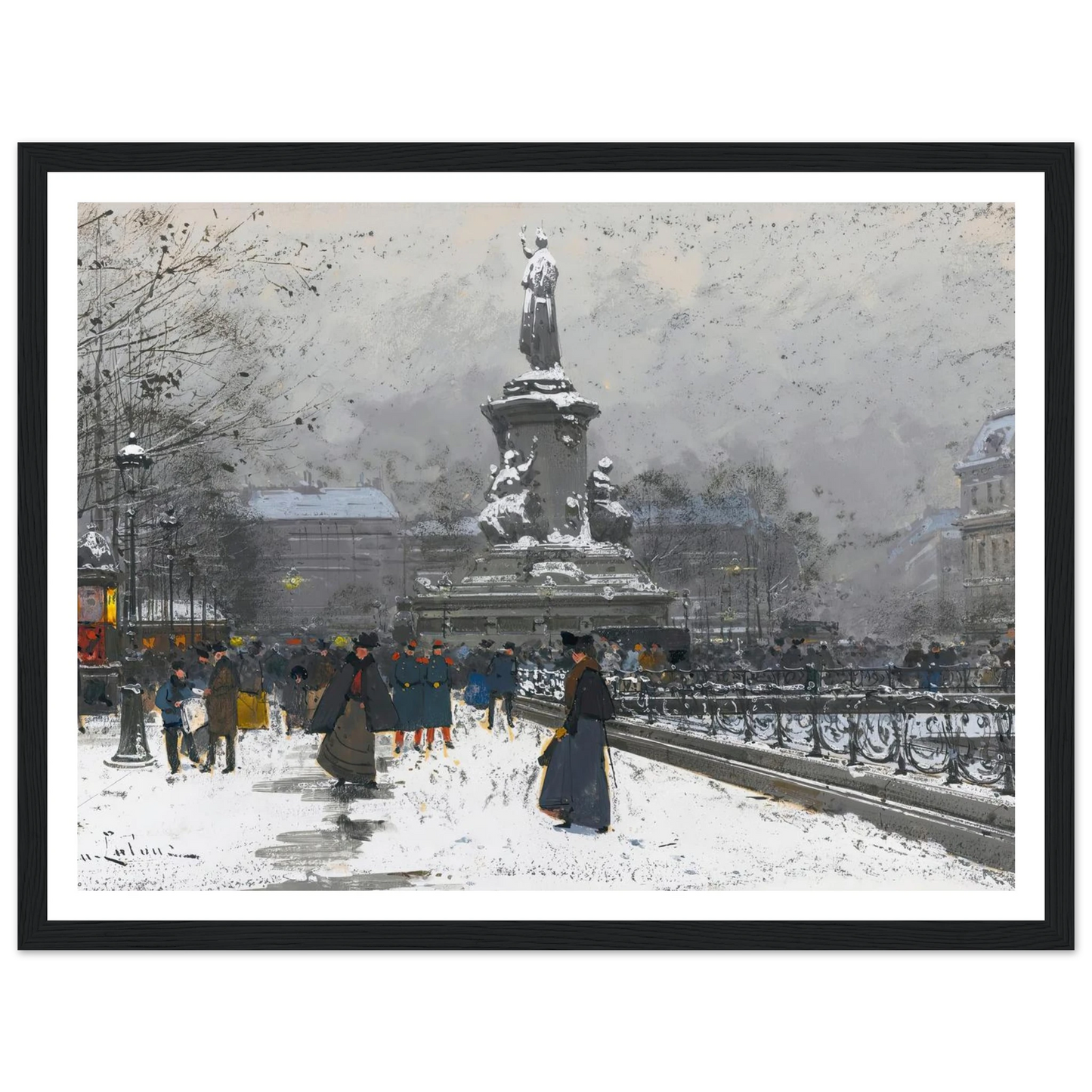 La Place De La République (Neige) Art Print | Eugene Galien Laloue-Quipham Collections