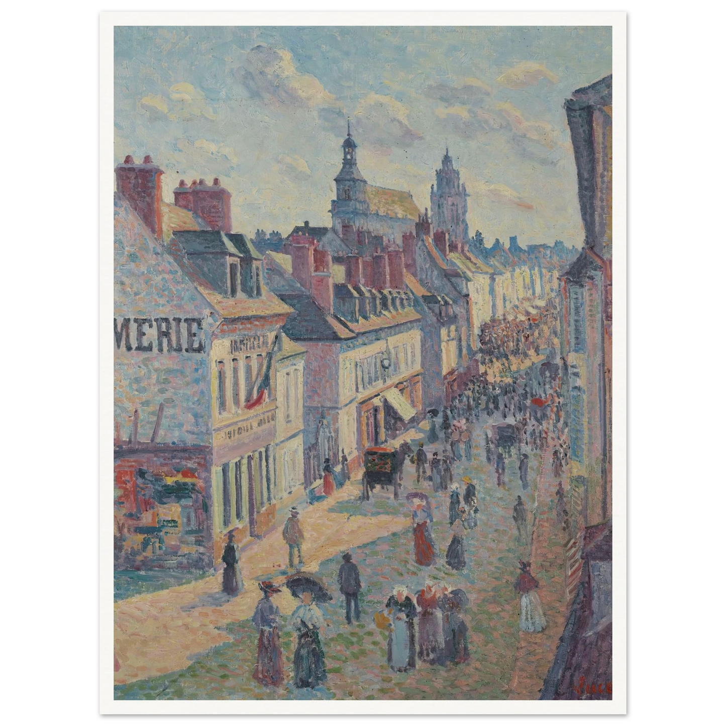 Jour de marché à Gisors (rue Cappeville) (1897) Art Print | Maximilien Luce-Quipham Collections