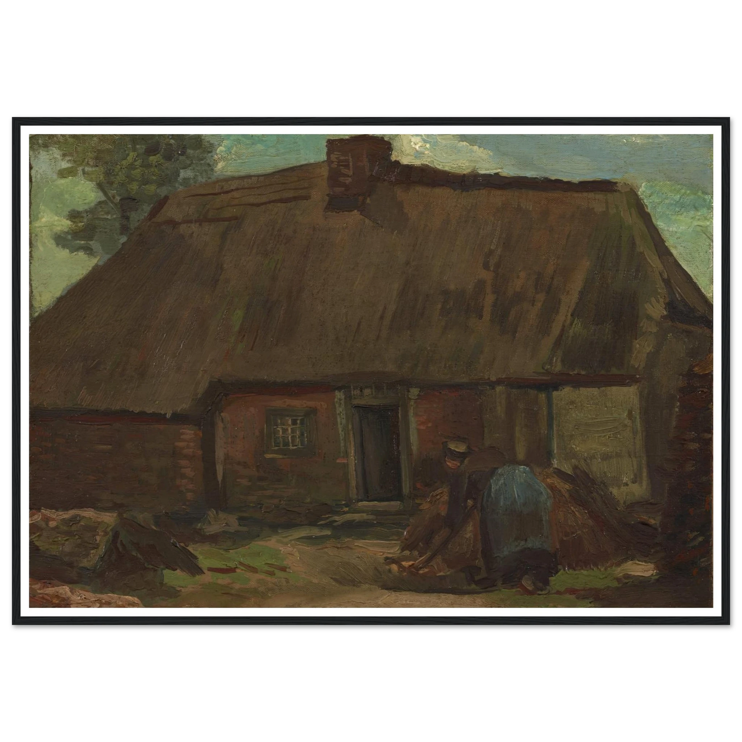 Cottage with Peasant Woman Digging (1885) Art Print | Vincent van Gogh-Quipham Collections