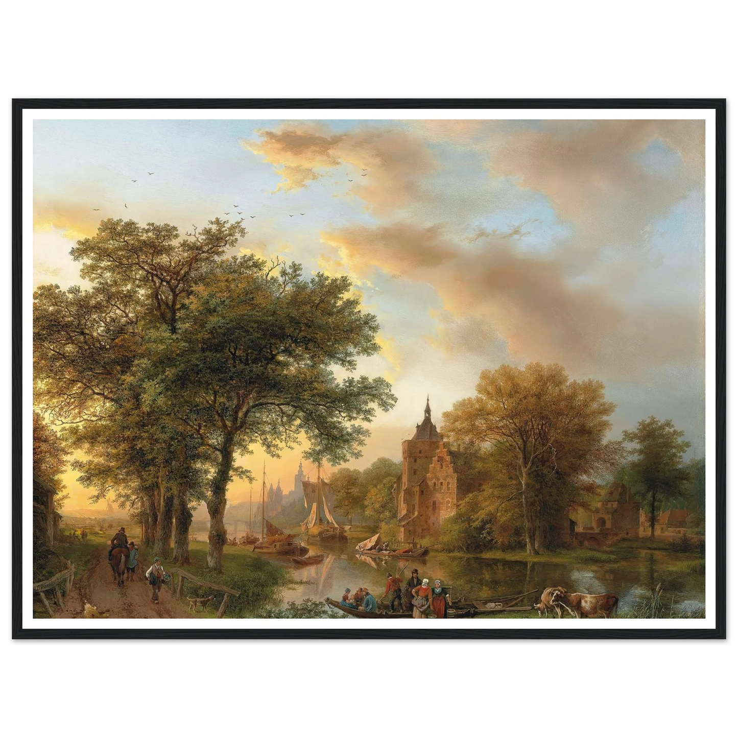 A River Landscape in Holland at Sunset (1852) Art Print | Barend Cornelis Koekkoek-Quipham Collections