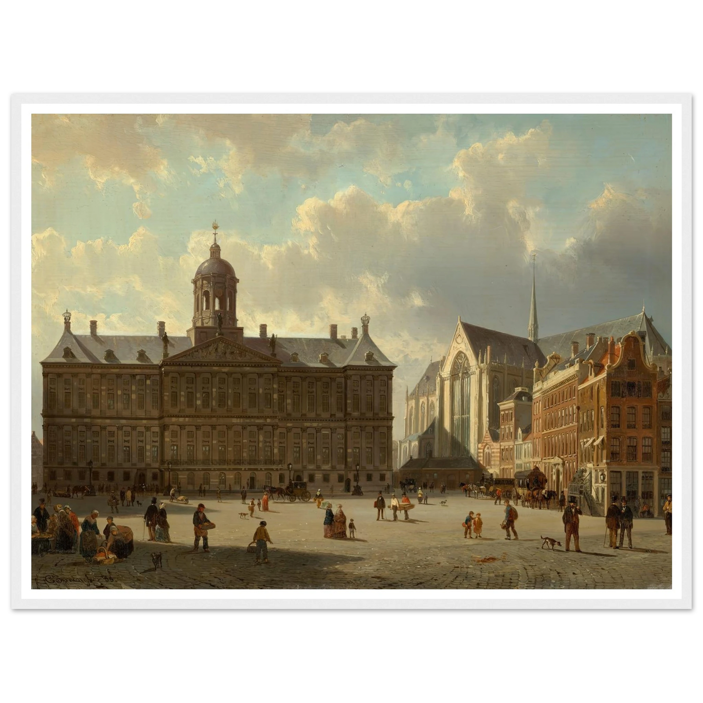 The Royal Palace and the Nieuwe Kerk on the Dam, Amsterdam (1855) Art Print | Cornelis Springer-Quipham Collections