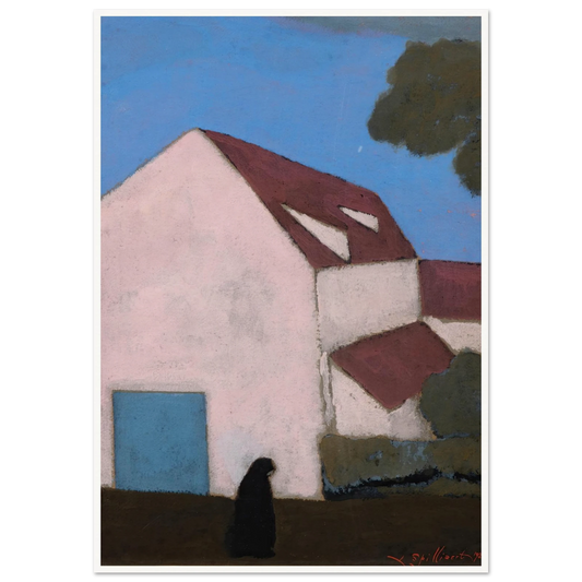 Ferme à la façade rose, silhouette de femme (1921) Art Print | Leon Spilliaert-Quipham Collections