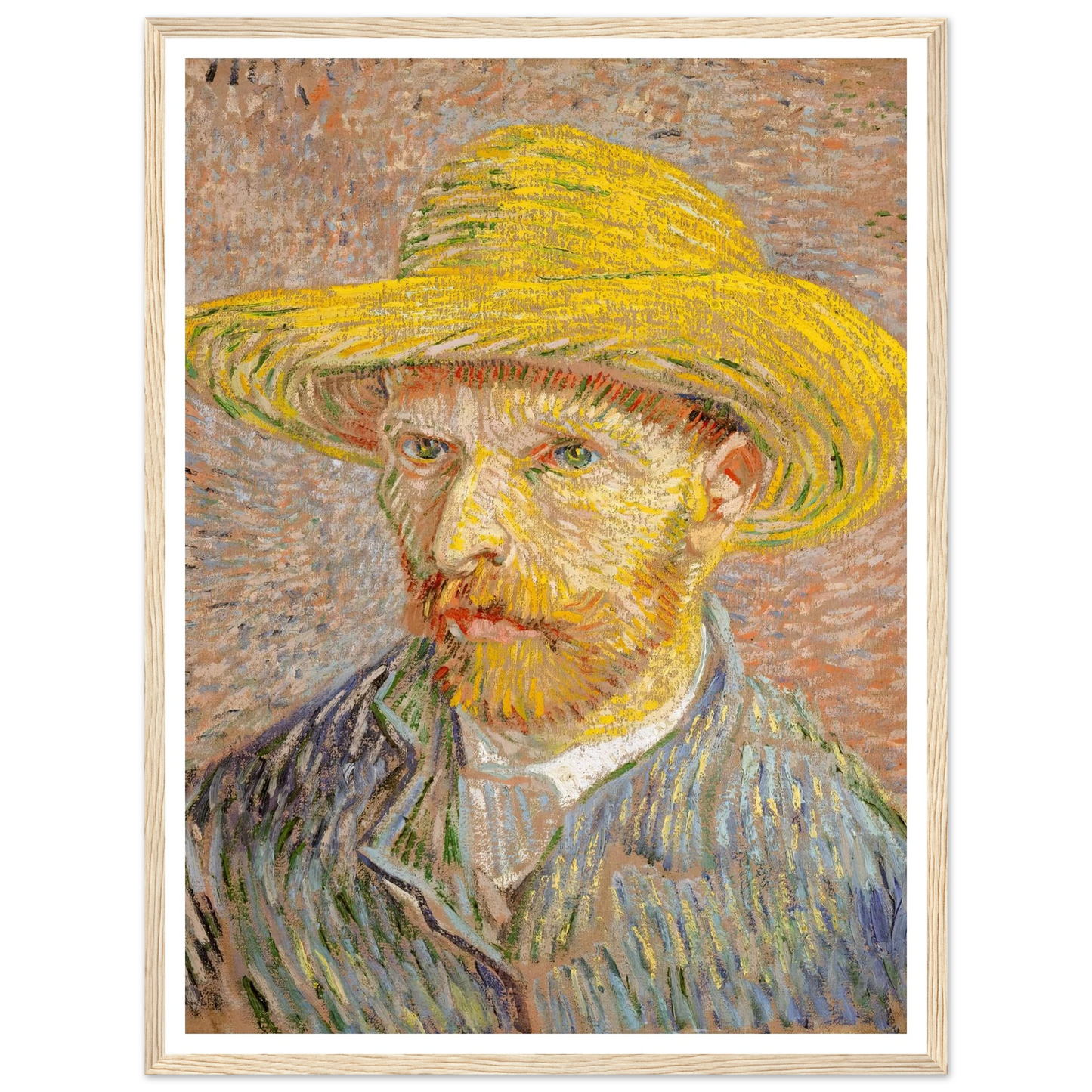 Self-Portrait with a Straw Hat (1887) Art Print | Vincent van Gogh-Quipham Collections