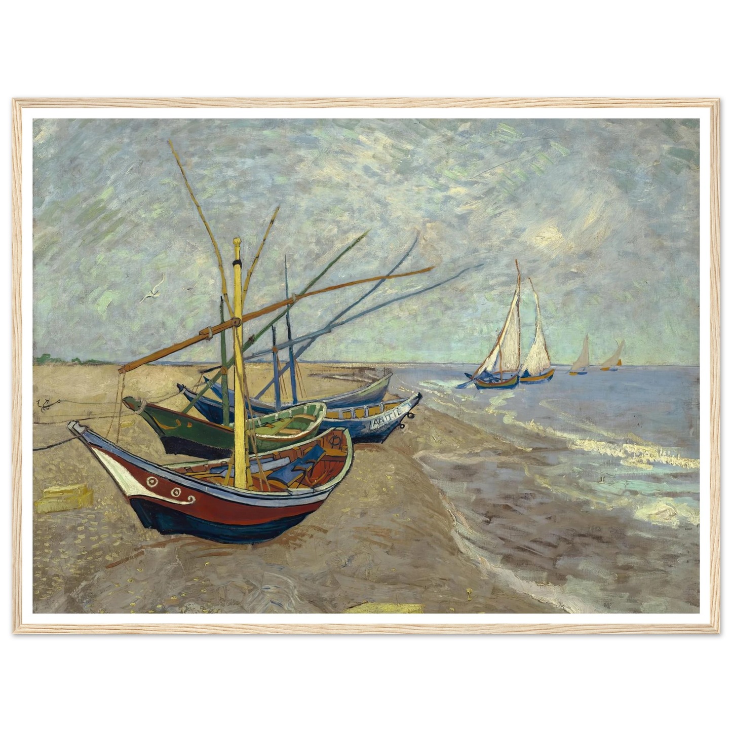 Fishing boats on the beach at Les Saintes-Maries-de-la-Mer (1888) Art Print | Vincent van Gogh-Quipham Collections