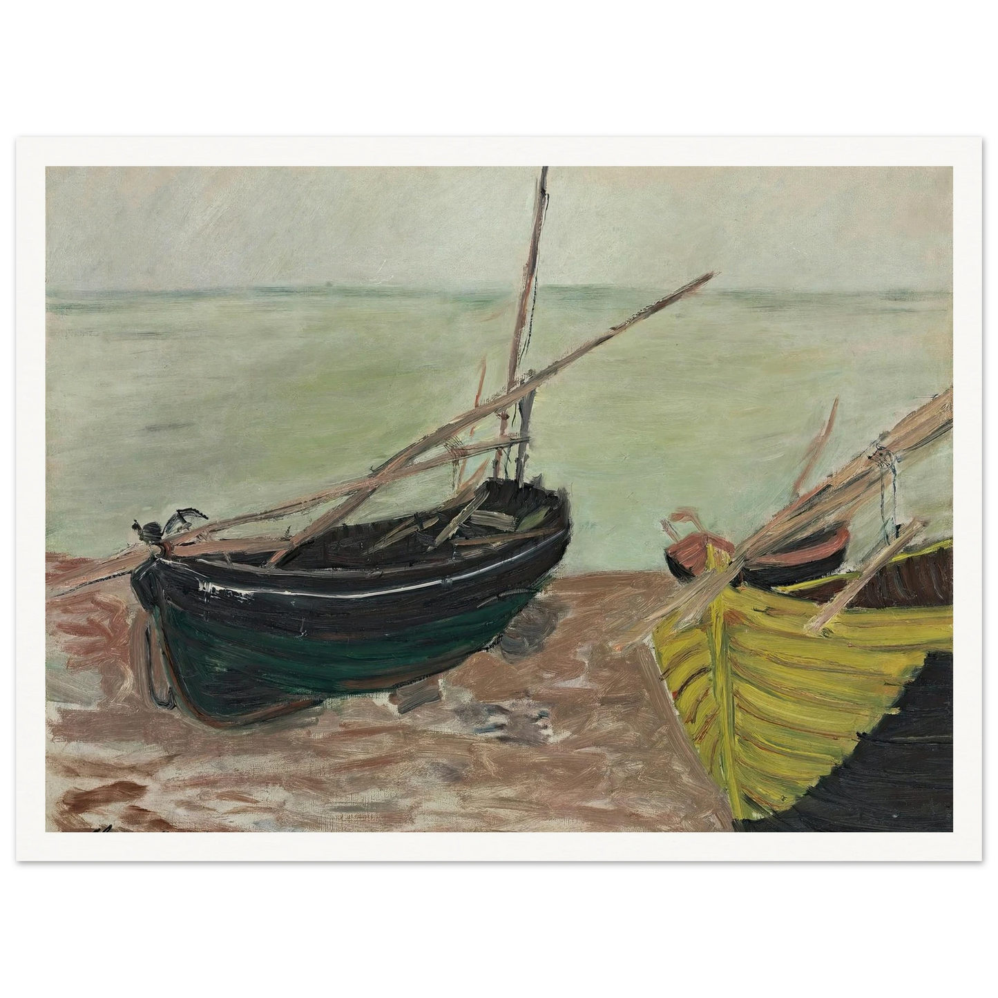 Étude de bateaux sur la plage d’Étretat (1885) Art Print | Claude Monet-Quipham Collections