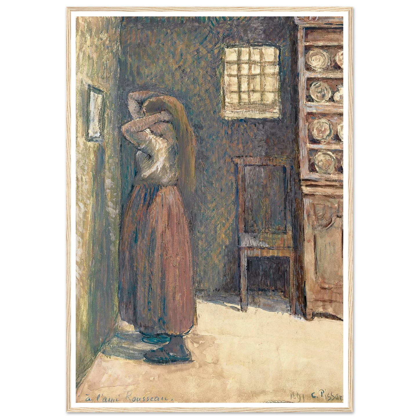 Jeune Paysanne Se Coiffant (1891) Art Print | Camille Pissarro-Quipham Collections