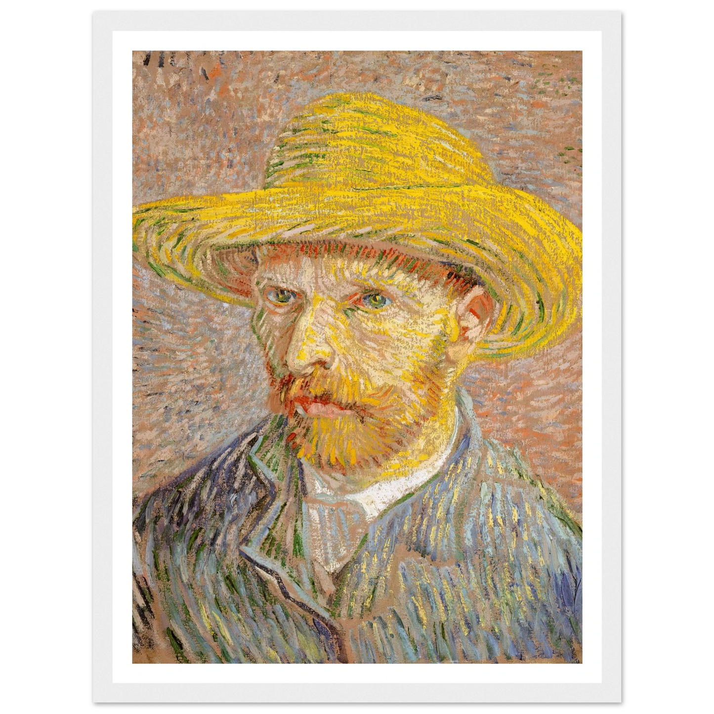Self-Portrait with a Straw Hat (1887) Art Print | Vincent van Gogh-Quipham Collections