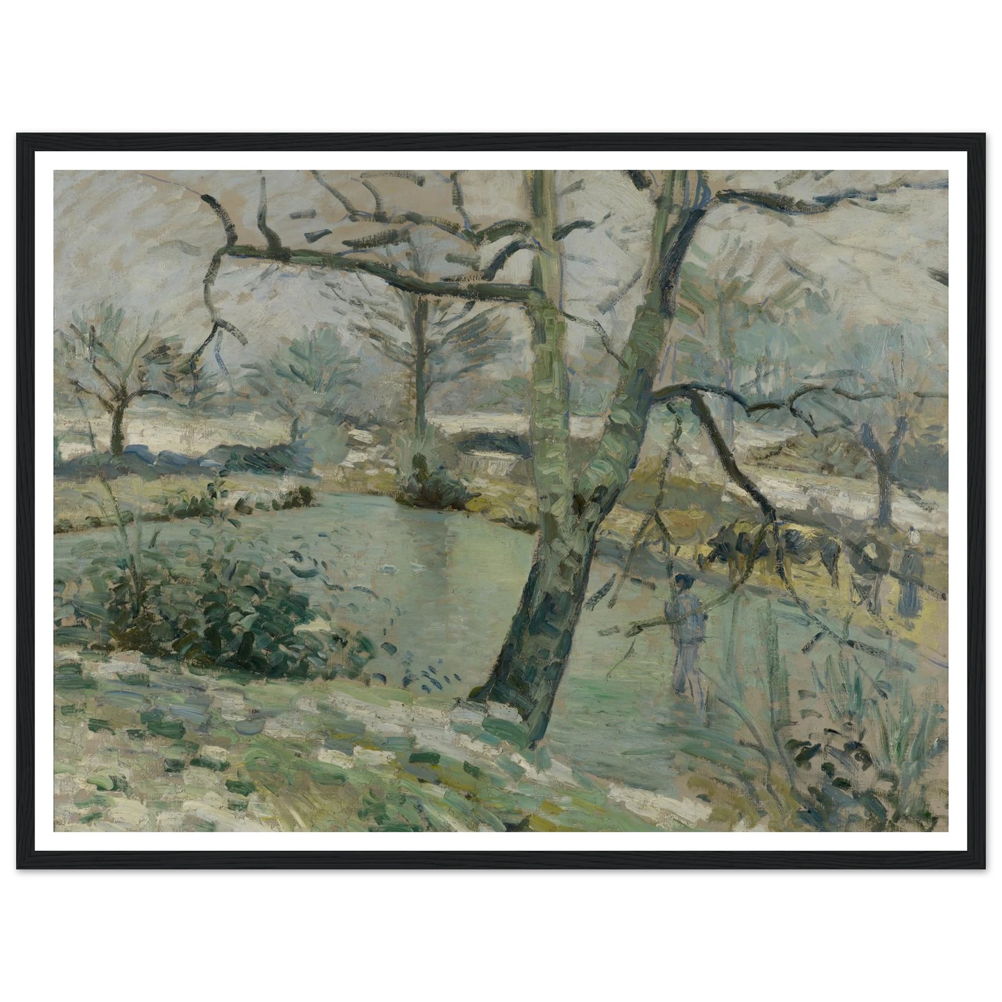 The Pond at Montfoucault, Effect of Winter (1874) Art Print | Camille Pissarro-Quipham Collections