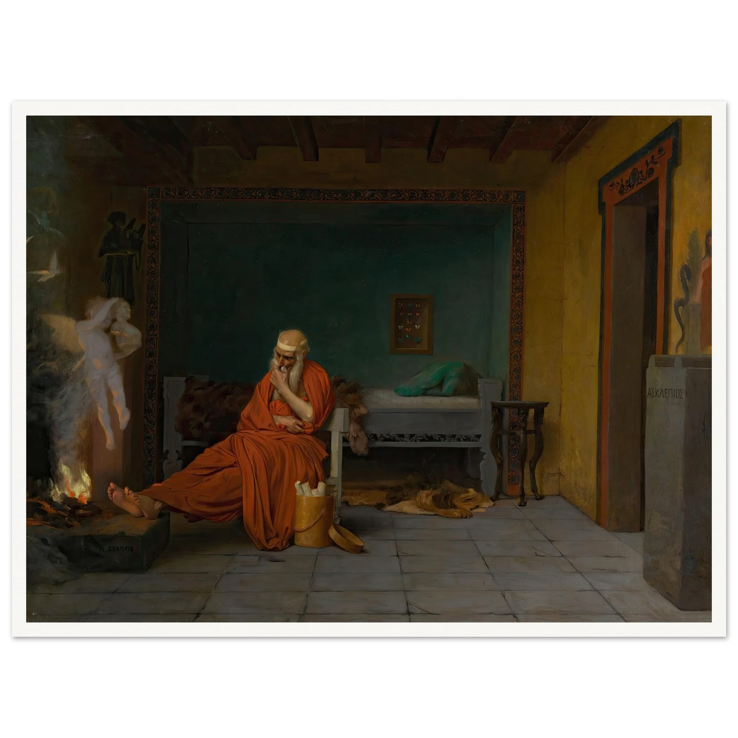 The Poet Dreams of Cupid by the Fire Art Print | Jean Leon Gerome-Quipham Collections