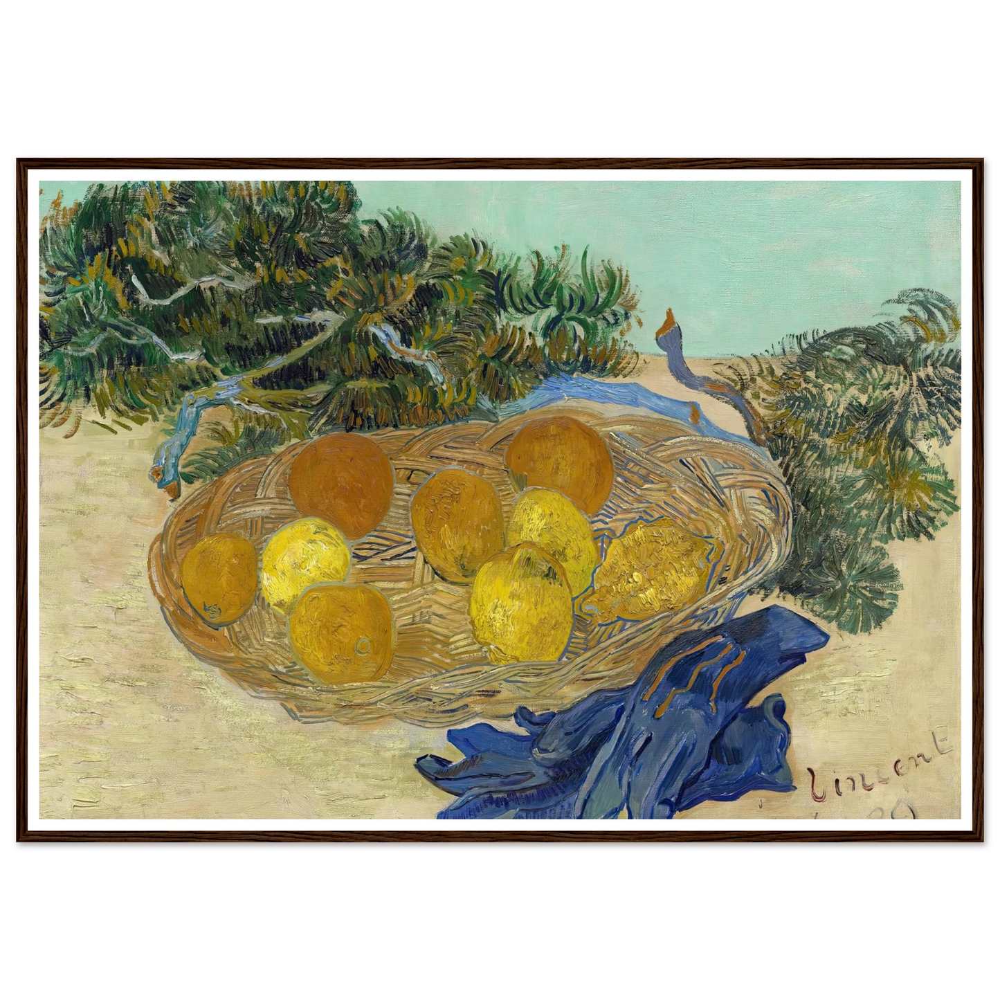 Still Life of Oranges and Lemons with Blue Gloves (1889) Art Print | Vincent van Gogh-Quipham Collections