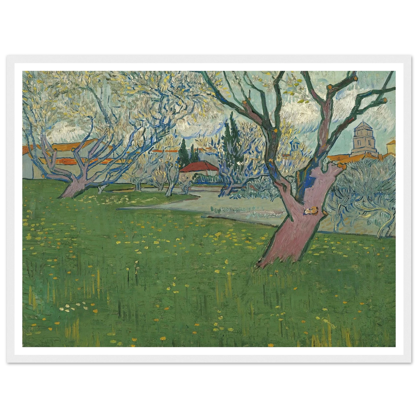 Orchards in blossom, view of Arles (1889) Art Print | Vincent van Gogh-Quipham Collections