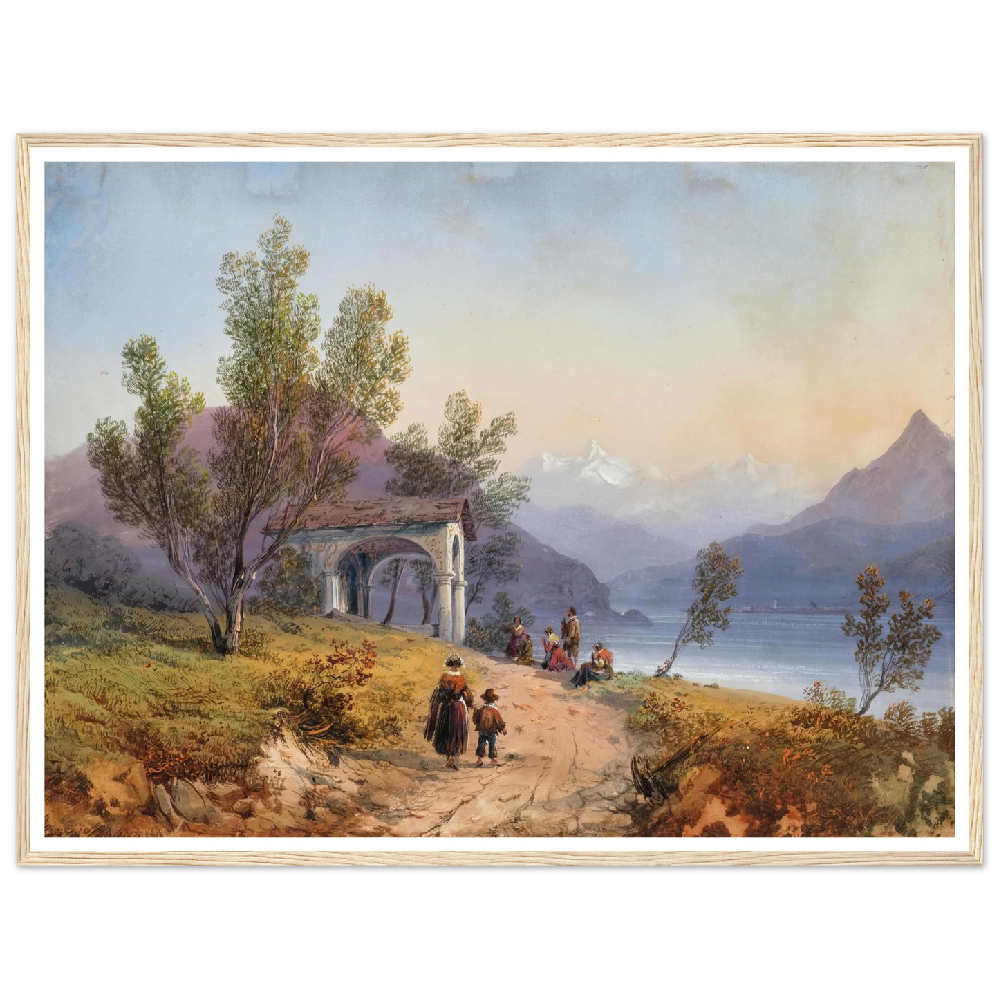 Prayer on the Shore of Lake Maggiore (1849) Art Print | Carlo Bossoli-Quipham Collections