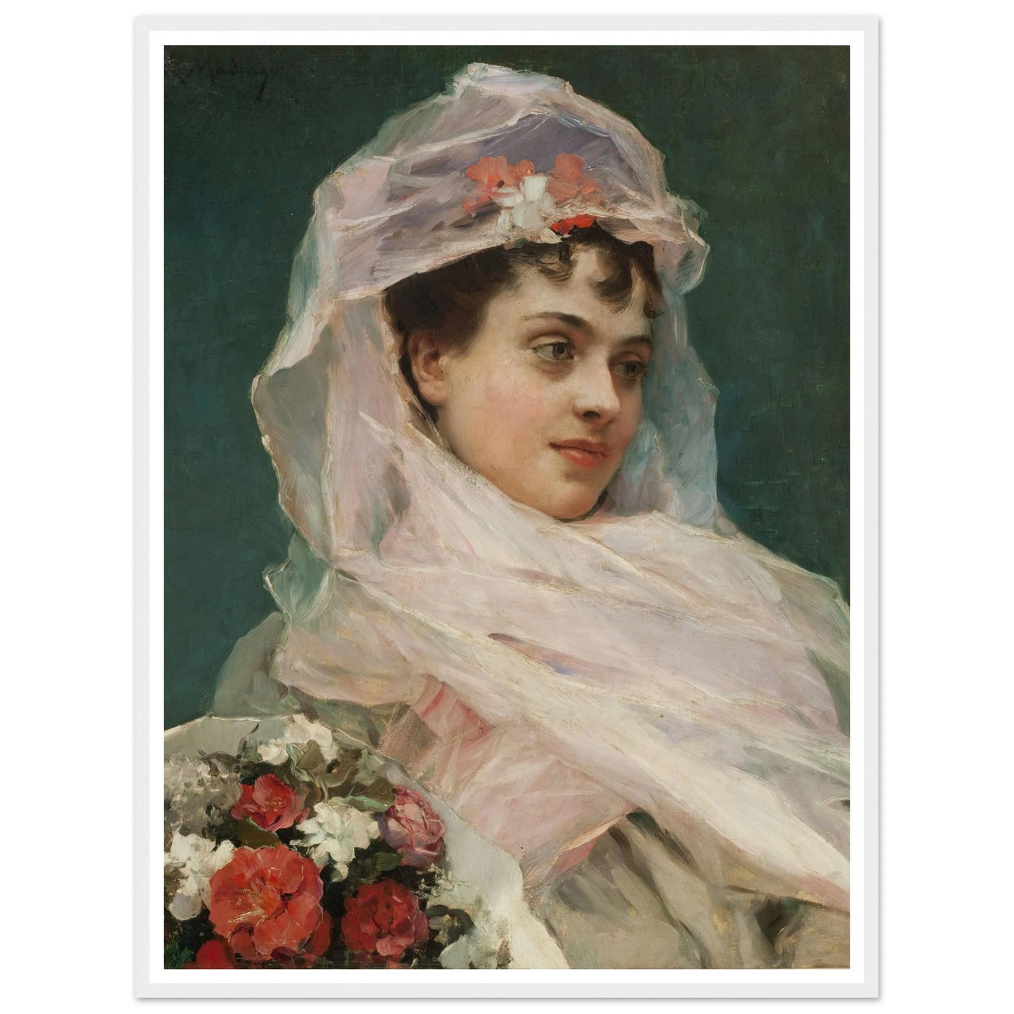 Aline Masson con tocado de gasa. (1880) Art Print | Raimundo de Madrazo y Garreta-Quipham Collections