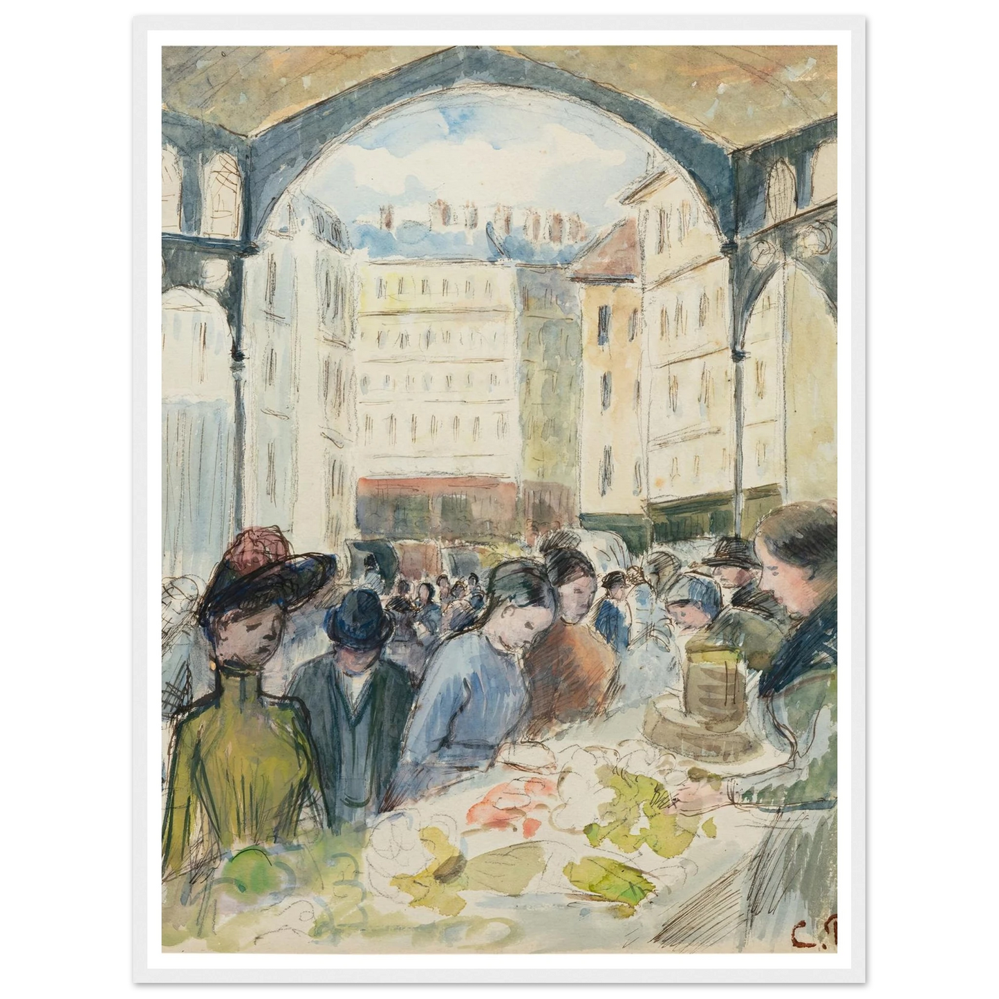 Les Halles centrales; le marché aux légumes Art Print | Camille Pissarro-Quipham Collections