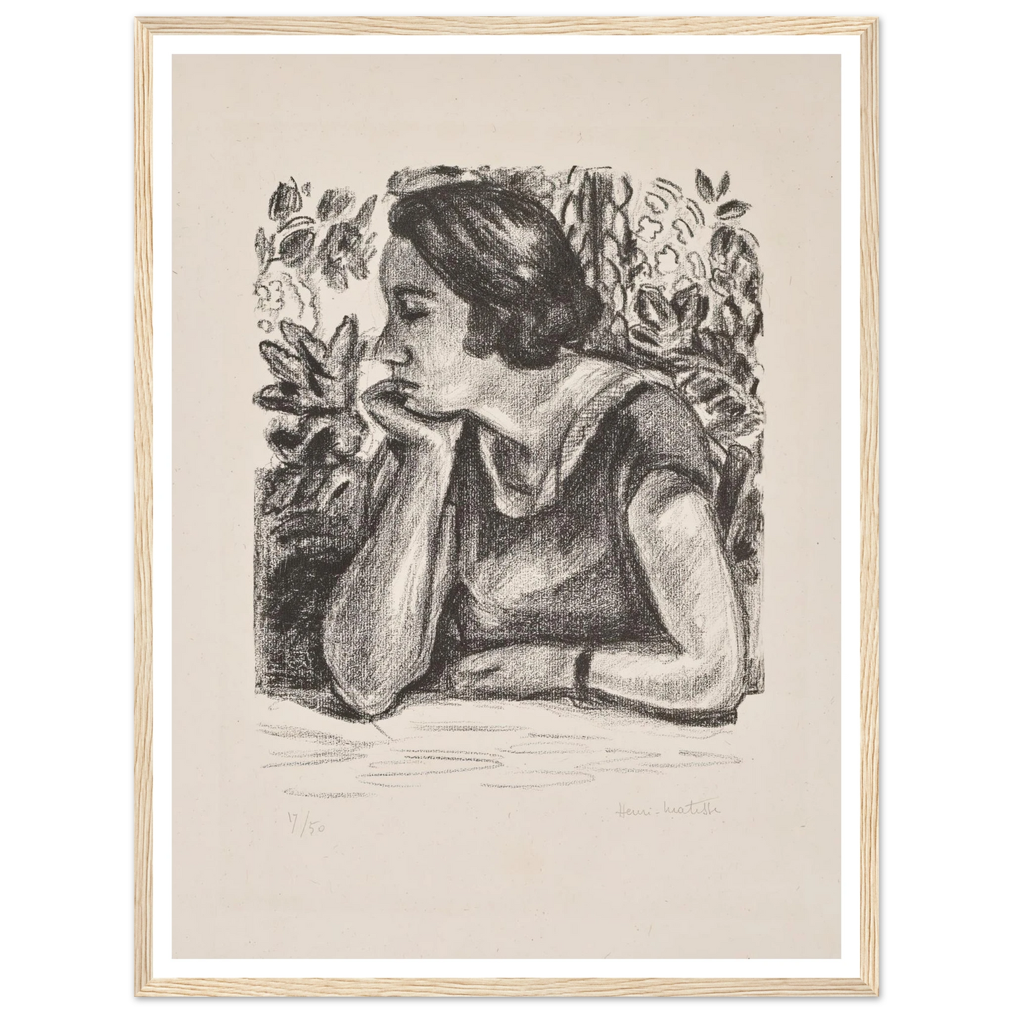 Visage de profil reposant sur un bras (1924) Art Print | Henri Matisse-Quipham Collections