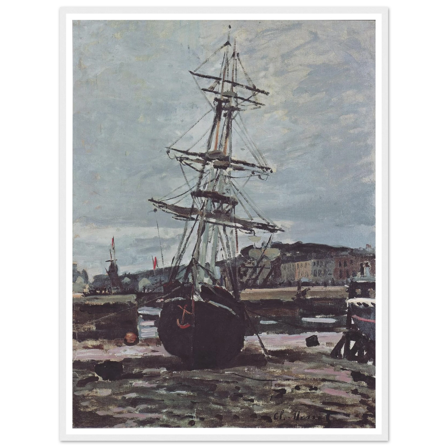 Stranded boat in Fécamp (1868) Art Print | Claude Monet-Quipham Collections