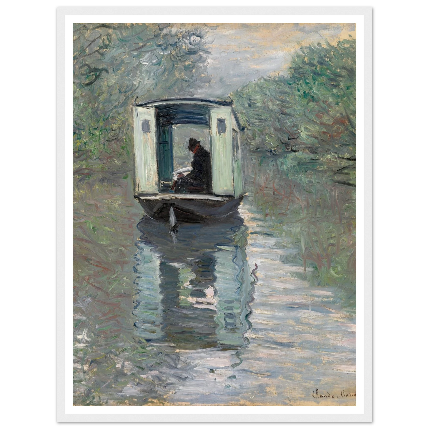 The Studio Boat (Le Bateau-atelier) (1876) Art Print | Claude Monet-Quipham Collections