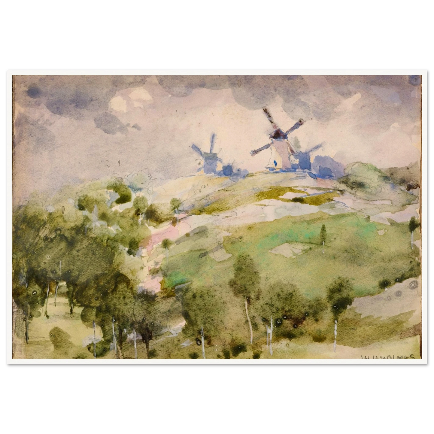Windmills Art Print | William Henry Holmes-Quipham Collections
