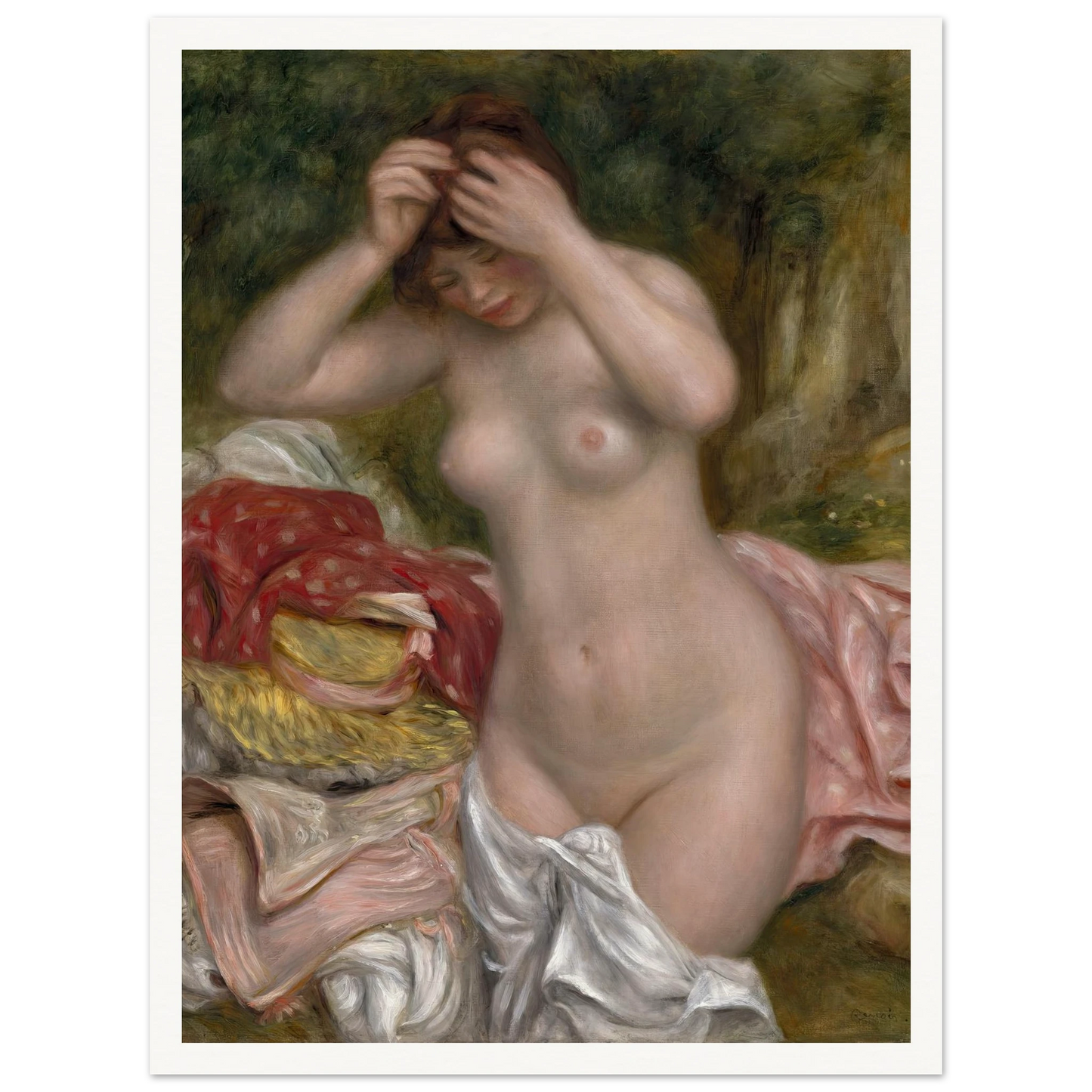 Bather Arranging Her Hair (1893) Art Print | Pierre Auguste Renoir-Quipham Collections