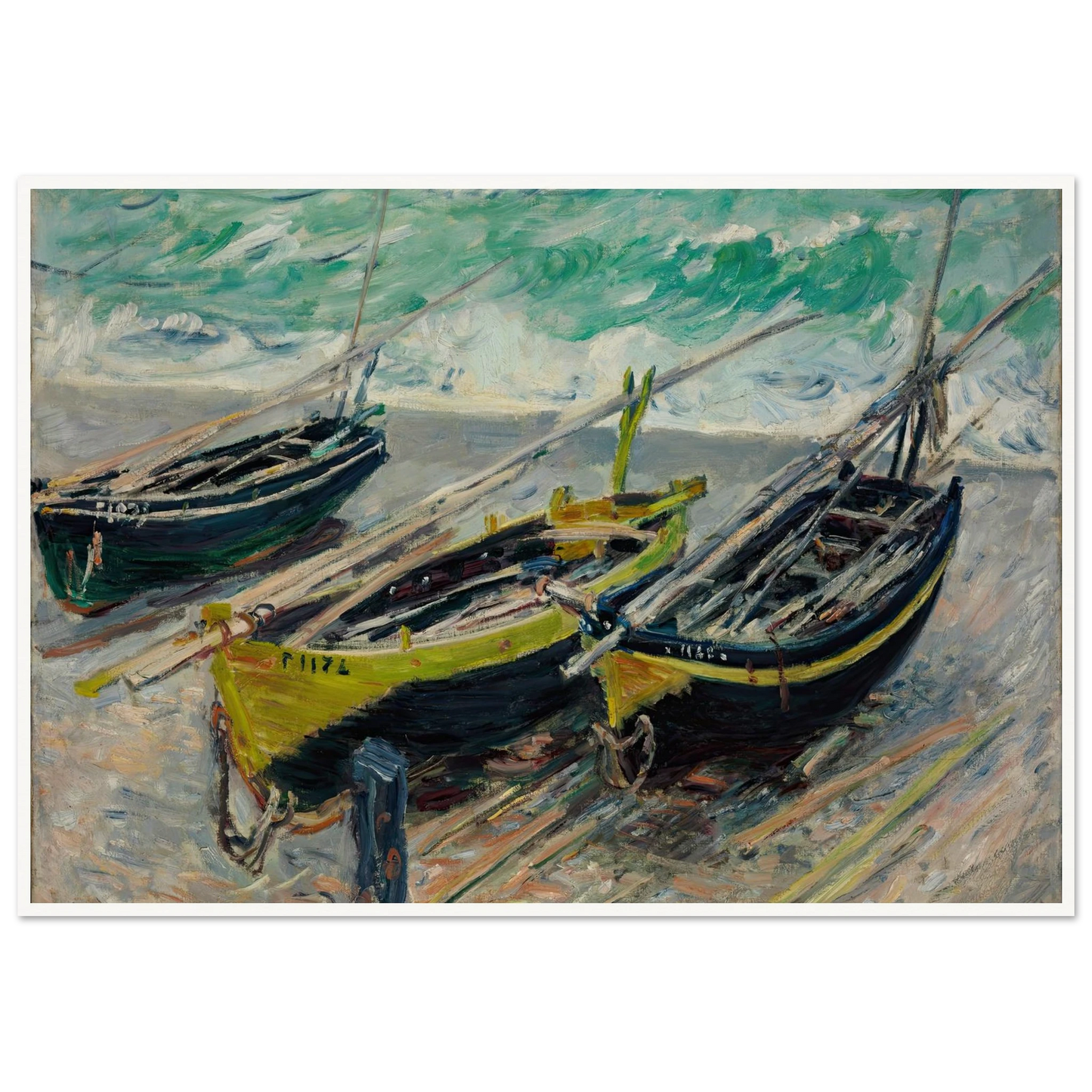Three Fishing Boats Art Print | Claude Monet-Quipham Collections