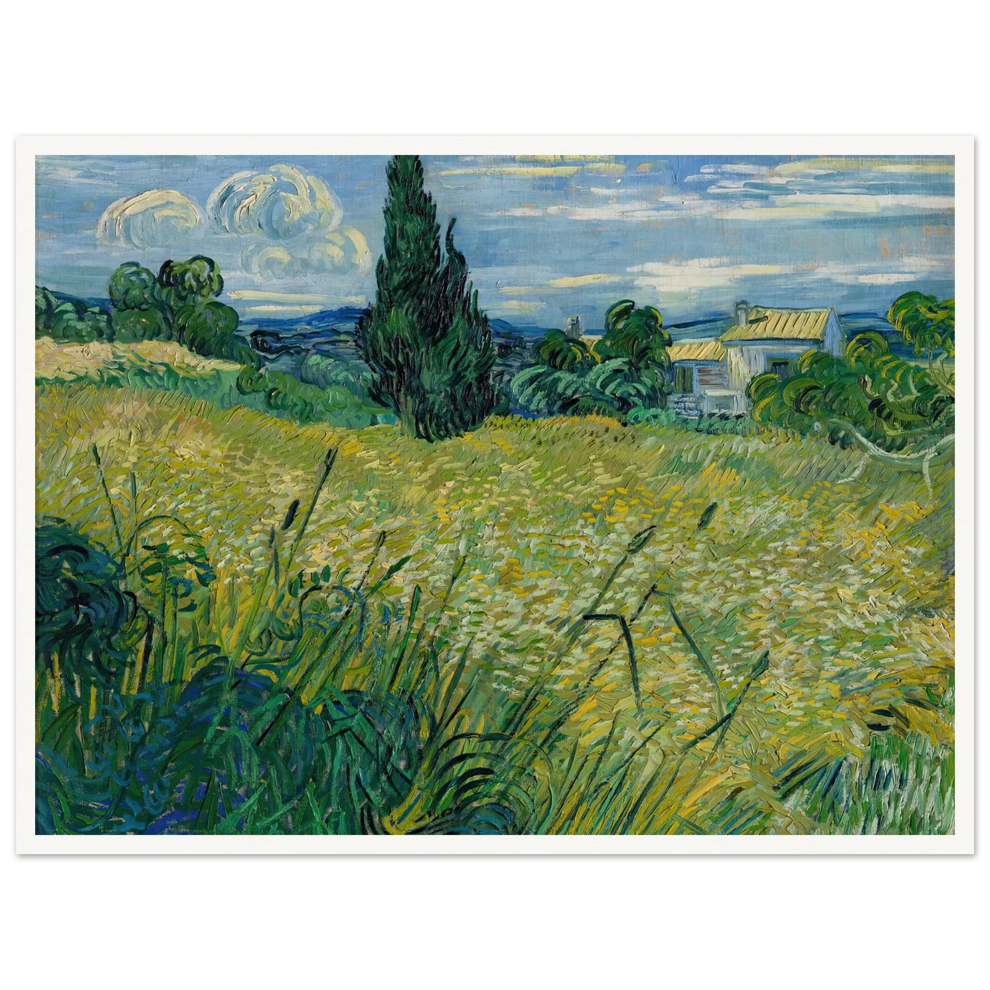 Green Wheat Field with Cypress (1889) Art Print | Vincent van Gogh-Quipham Collections
