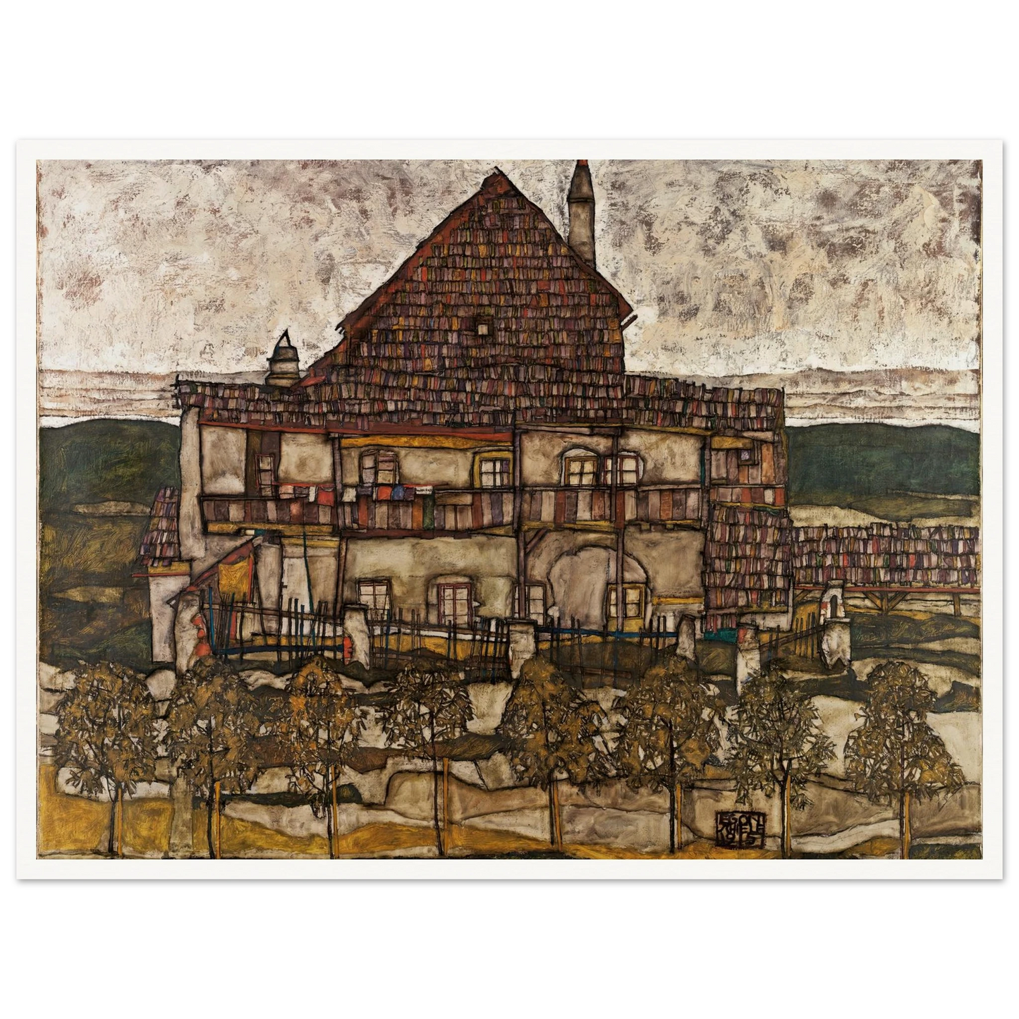 House with Shingle Roof (Old House II) (1915) Art Print | Egon Schiele-Quipham Collections