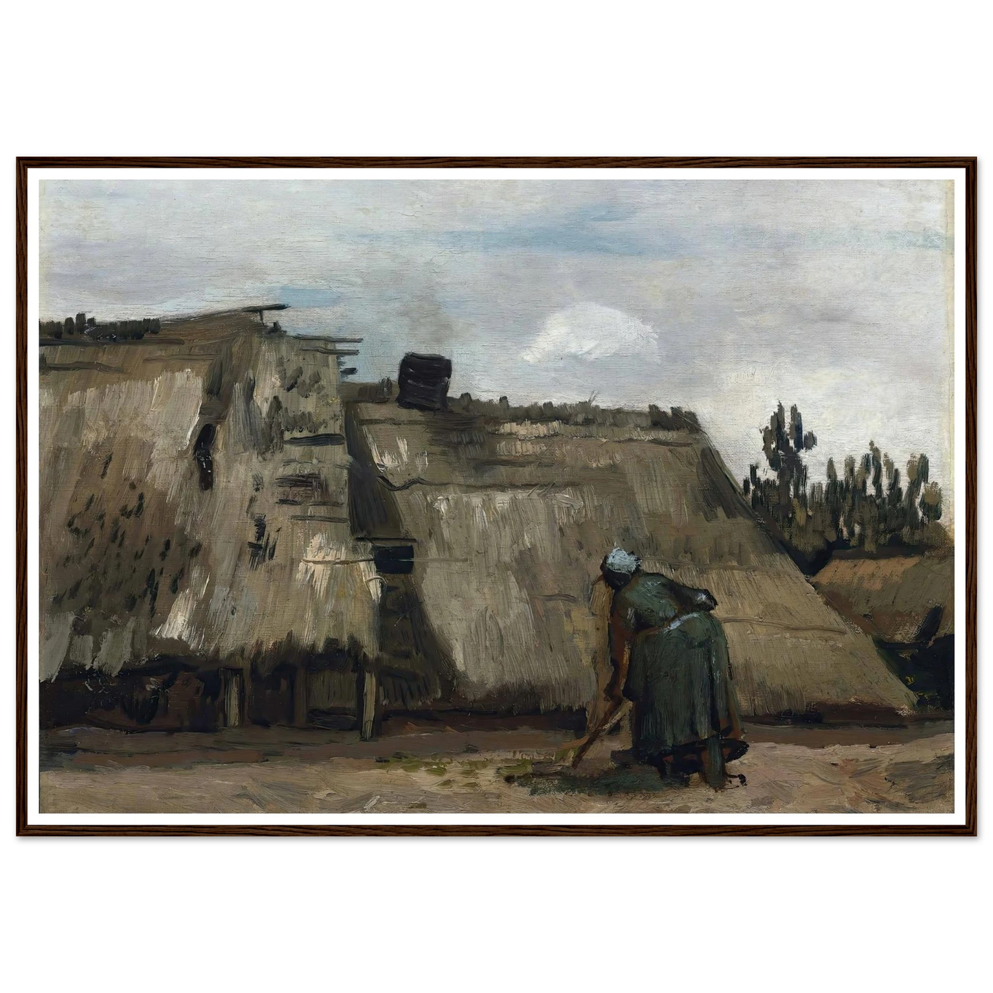 A Peasant Woman Digging in Front of Her Cottage (c. 1885) Art Print | Vincent van Gogh-Quipham Collections