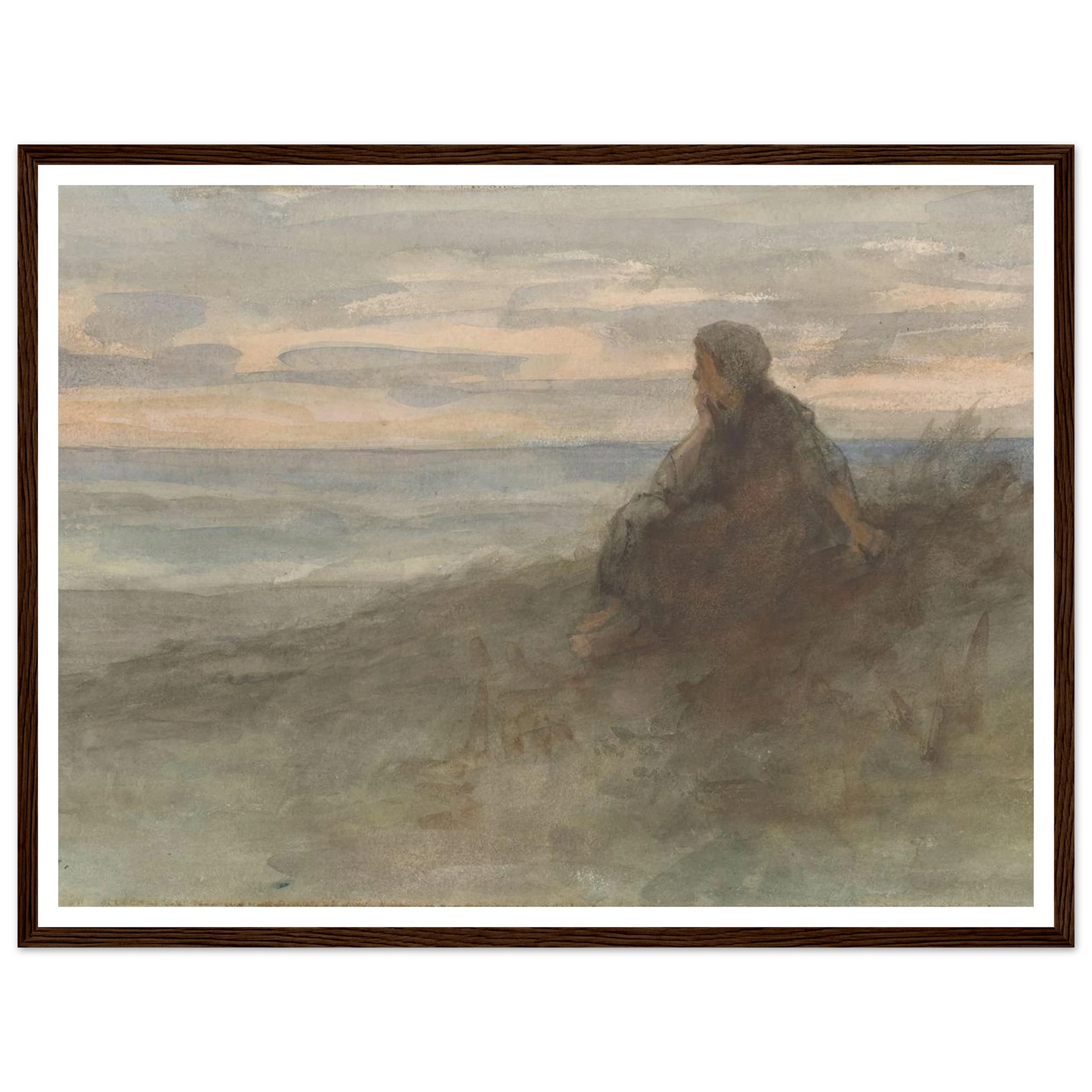 Zittende vrouw op een duin bij zee (c. 1834 - c. 1911) Art Print | Jozef Israels-Quipham Collections