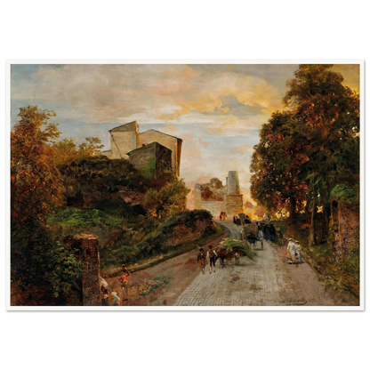 Village street at sunset (1894) Art Print | Oswald Achenbach-Quipham Collections
