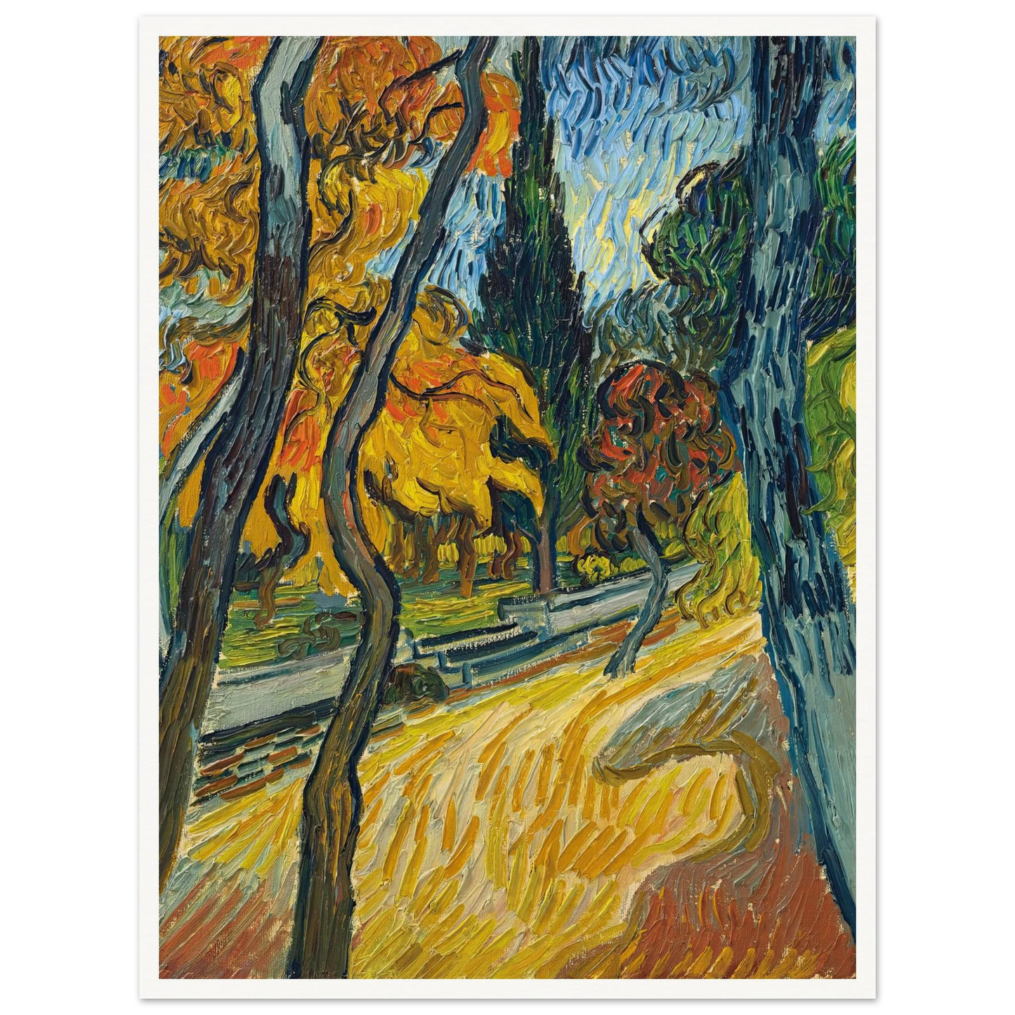 Arbres dans le jardin de l’asile (1889) Art Print | Vincent van Gogh-Quipham Collections