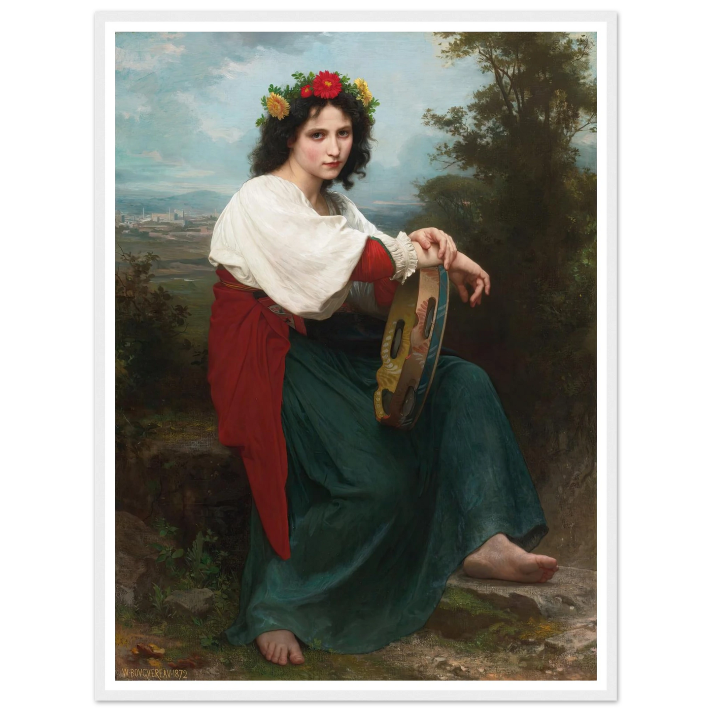 L’Italienne au Tambour de Basque (1872) Art Print | William Bouguereau-Quipham Collections