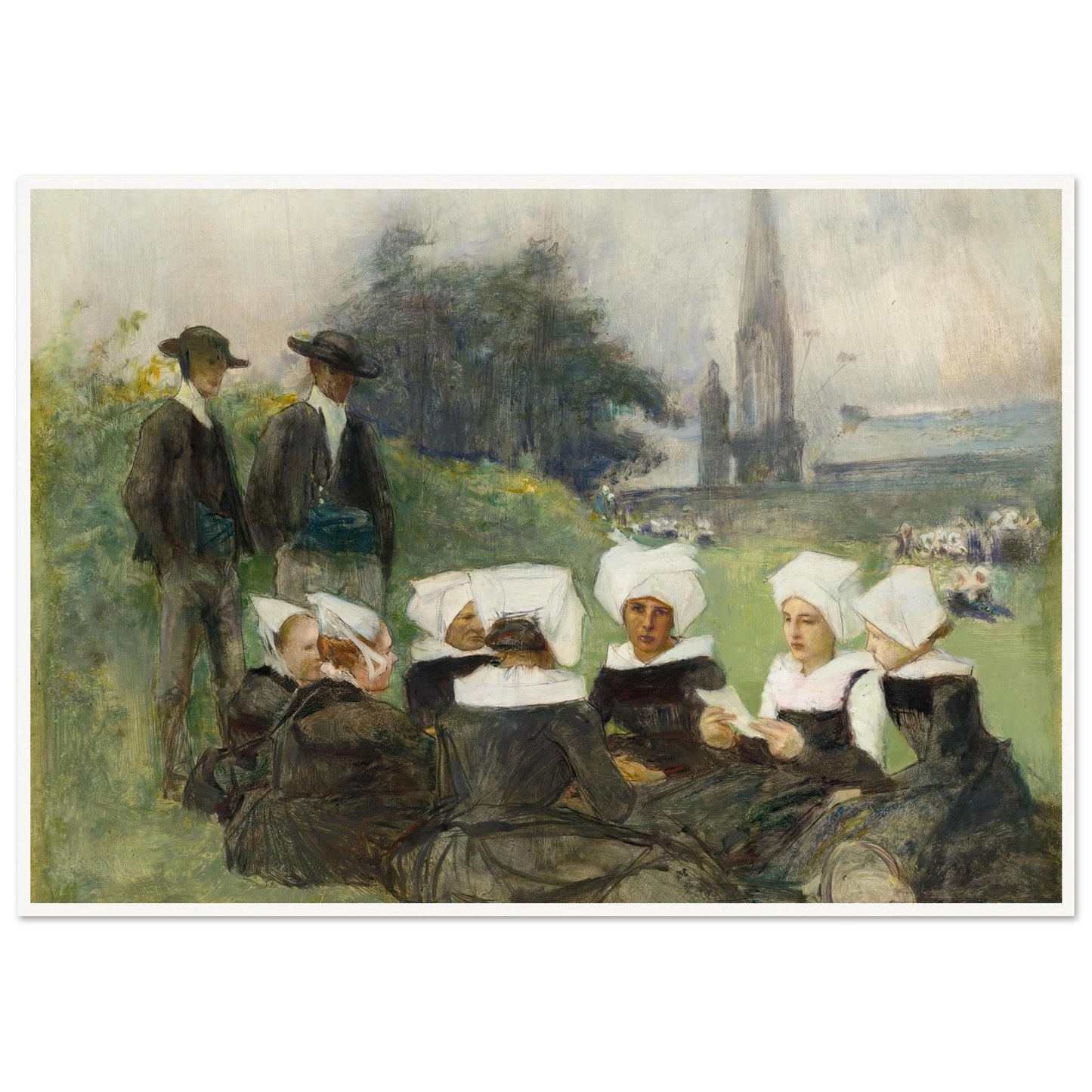 Study for Breton Women at a Pardon (c. 1887) Art Print | Pascal Adolphe Jean Dagnan Bouveret-Quipham Collections