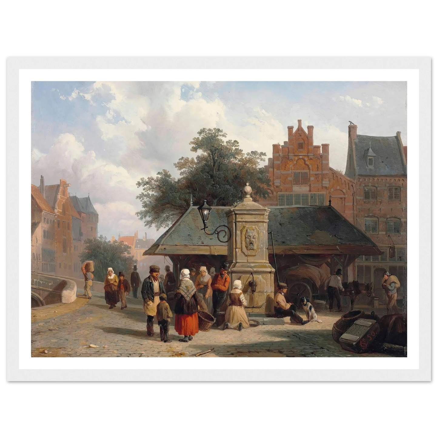 By the well in a Dutch town square (1850) Art Print | Cornelis Springer-Quipham Collections