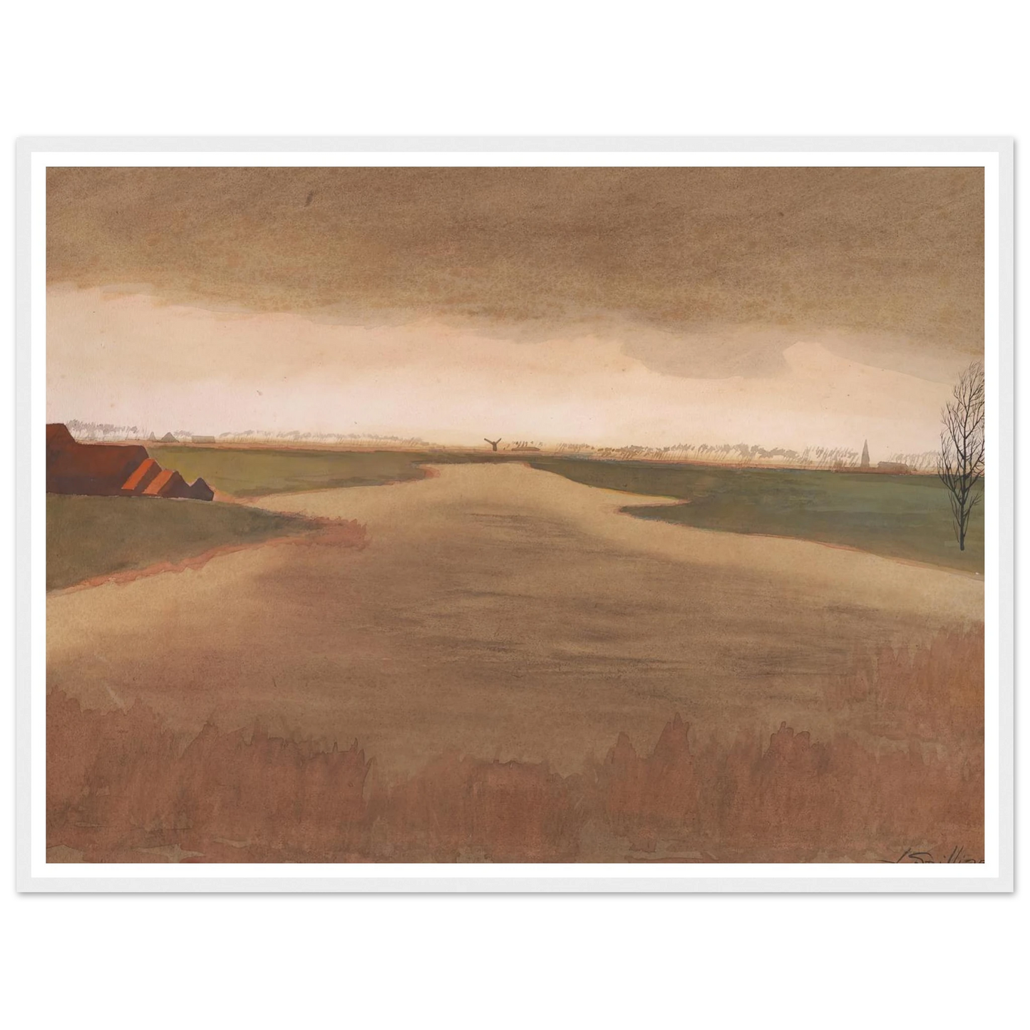 Landschap – Keignaertkreek te Zandvoorde (1931) Art Print | Leon Spilliaert-Quipham Collections