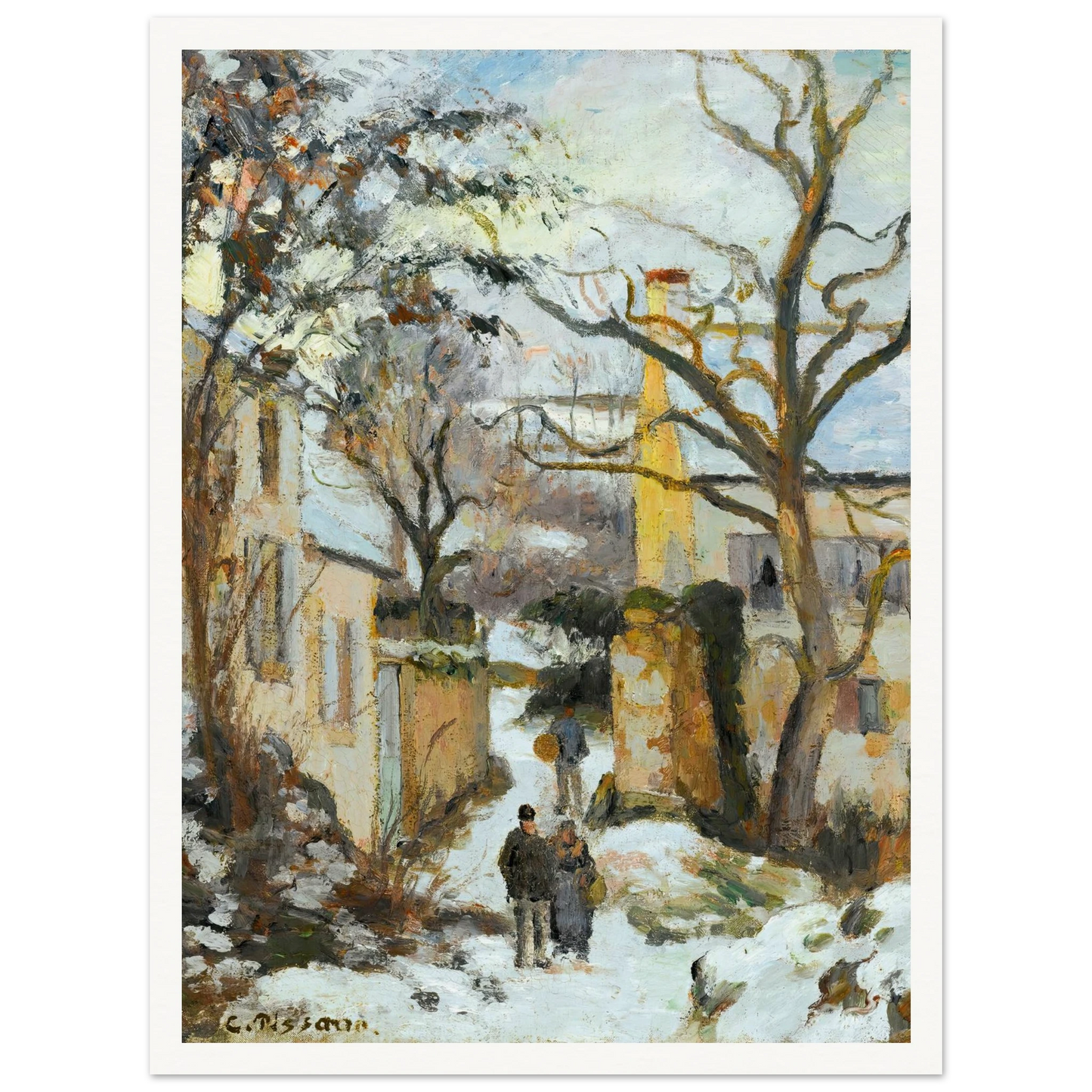 La Maison Rondest Sous La Neige, Pontoise Or Chemin De L’hermitage, Pontoise, Sous La Neige (circa 1875) Art Print | Camille Pissarro-Quipham Collections