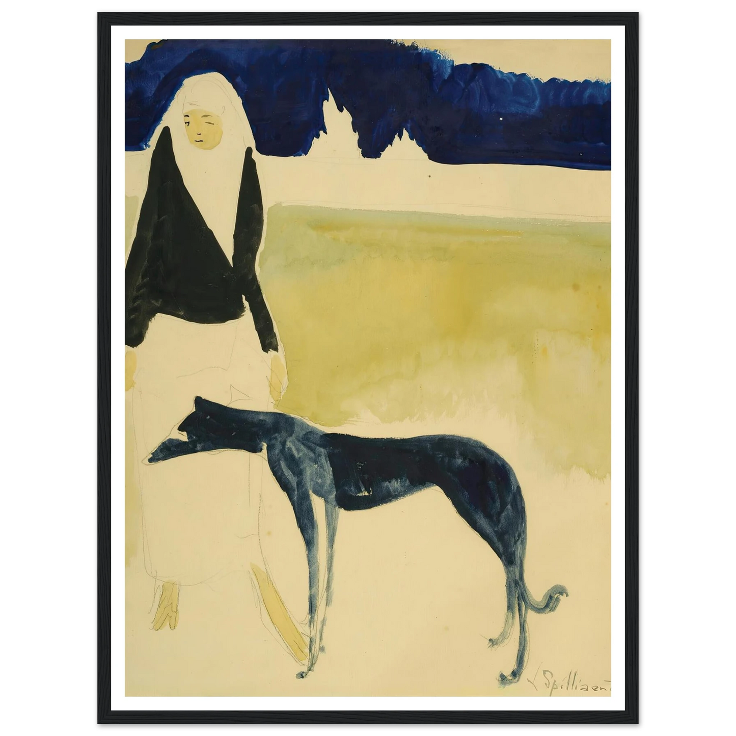 Femme Au Lévrier (1917) Art Print | Leon Spilliaert-Quipham Collections