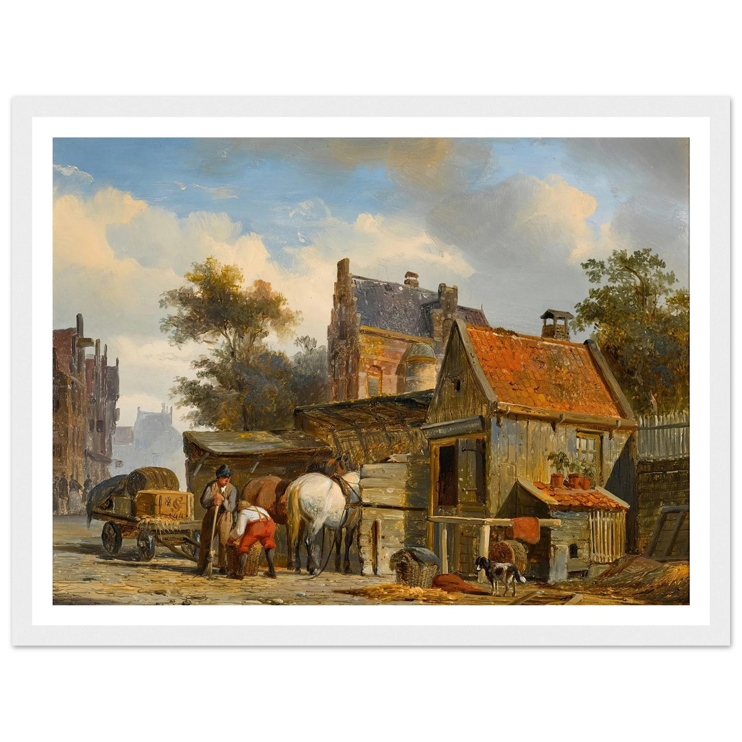 A Street Scene with a Blacksmith at Work (1844) Art Print | Cornelis Springer-Quipham Collections