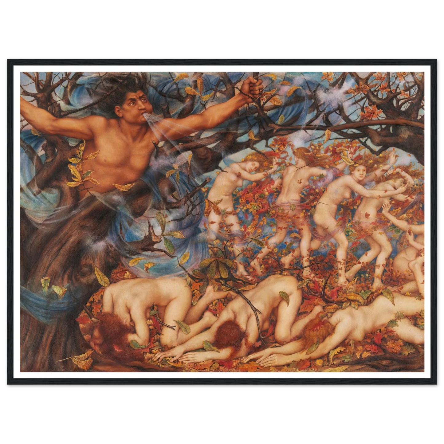 Boreas and the Fallen Leaves (1910) Art Print | Evelyn de Morgan-Quipham Collections