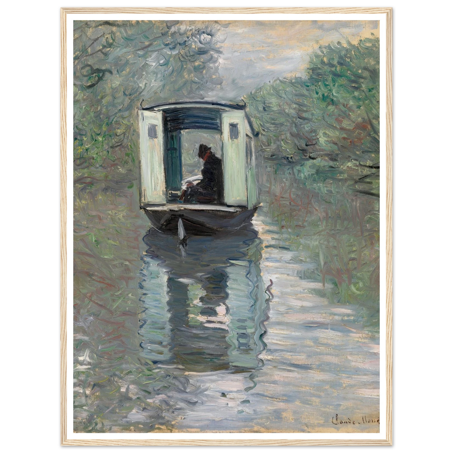 The Studio Boat (Le Bateau-atelier) (1876) Art Print | Claude Monet-Quipham Collections