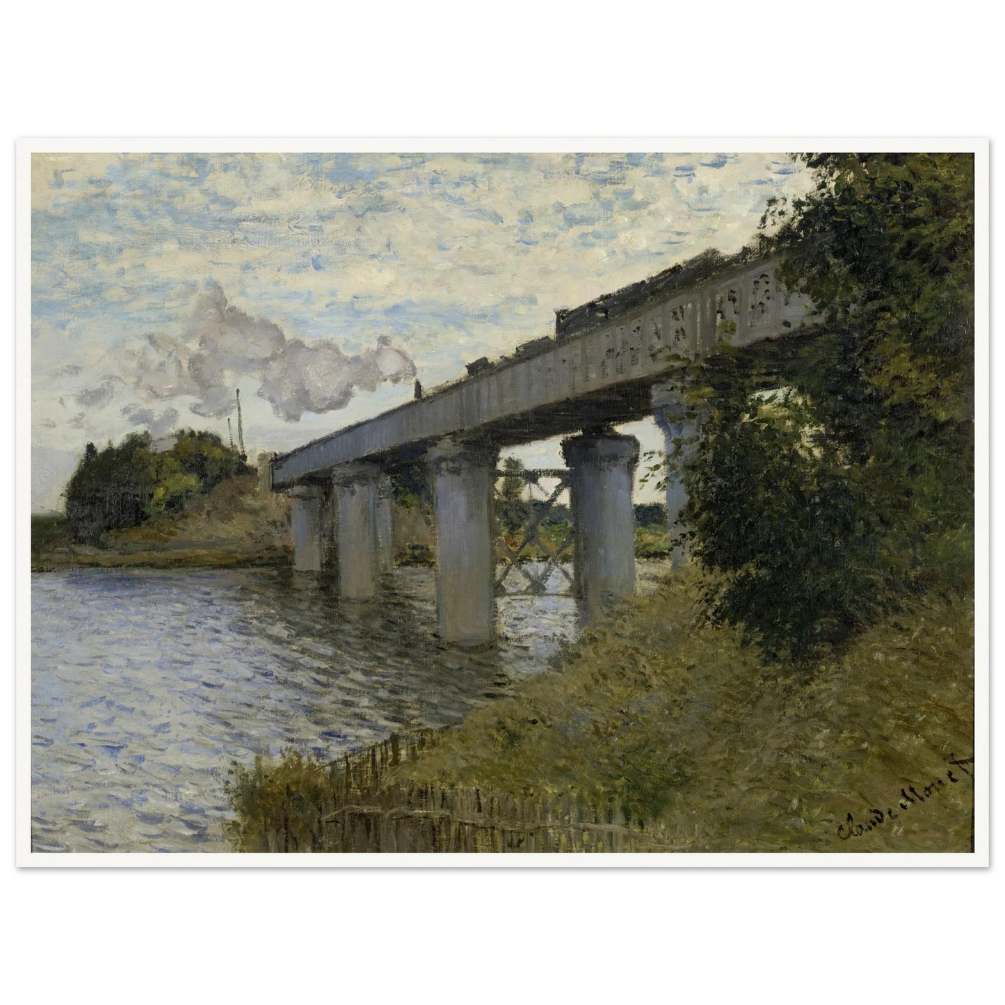 The Railroad bridge in Argenteuil (1873 - 1874) Art Print | Claude Monet-Quipham Collections