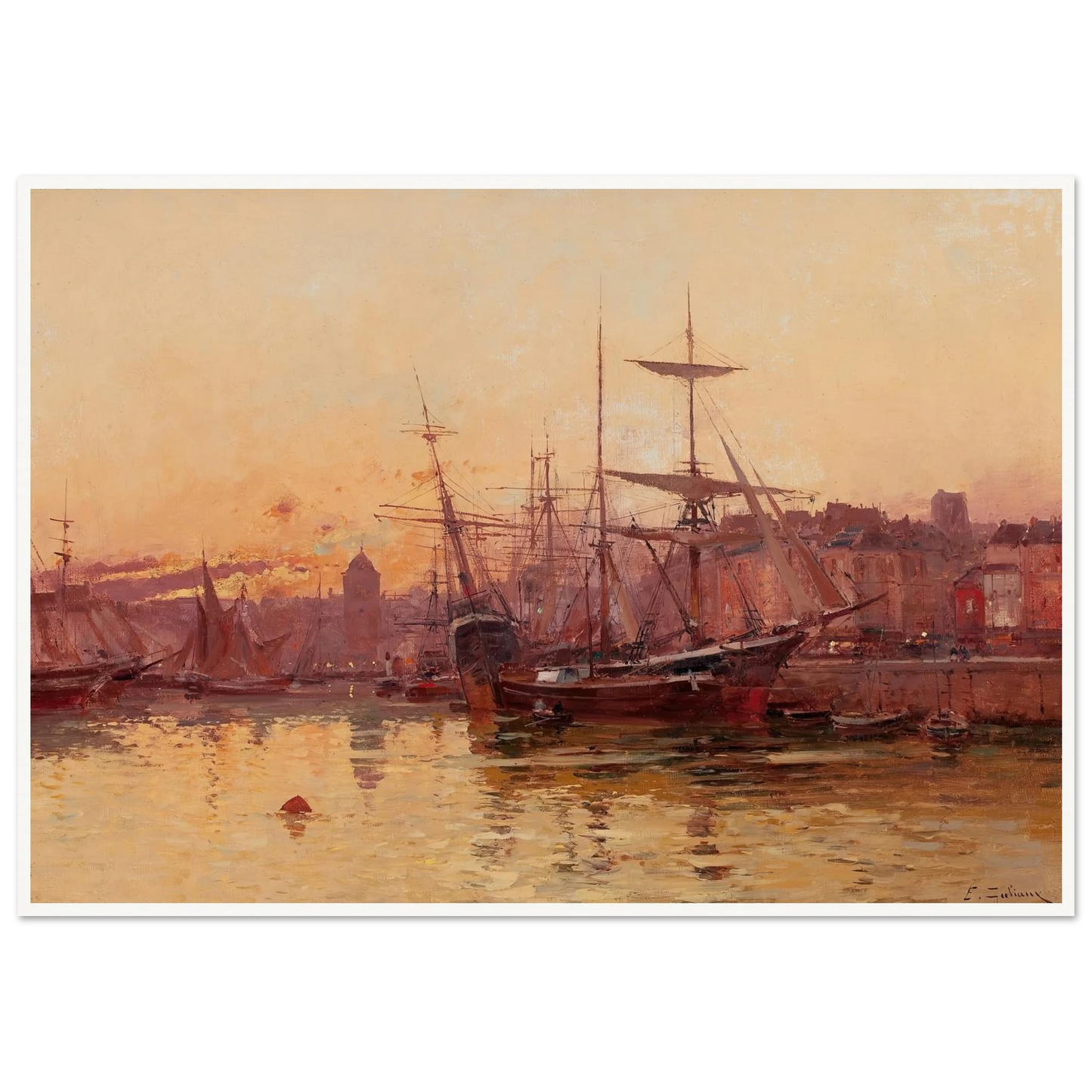 Voiliers à quai en Normandie Art Print | Eugene Galien Laloue-Quipham Collections