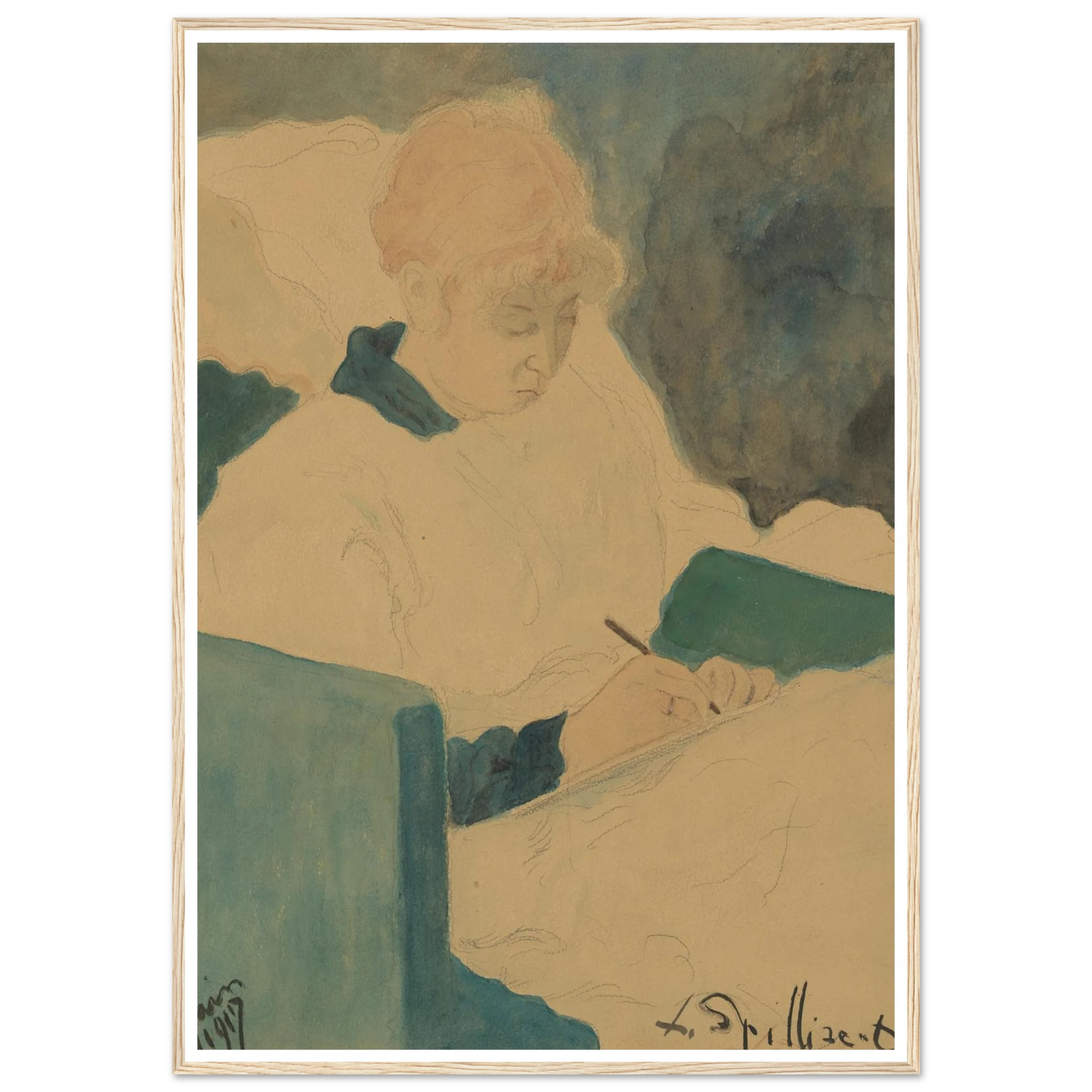 De briefschrijfster (1917) Art Print | Leon Spilliaert-Quipham Collections