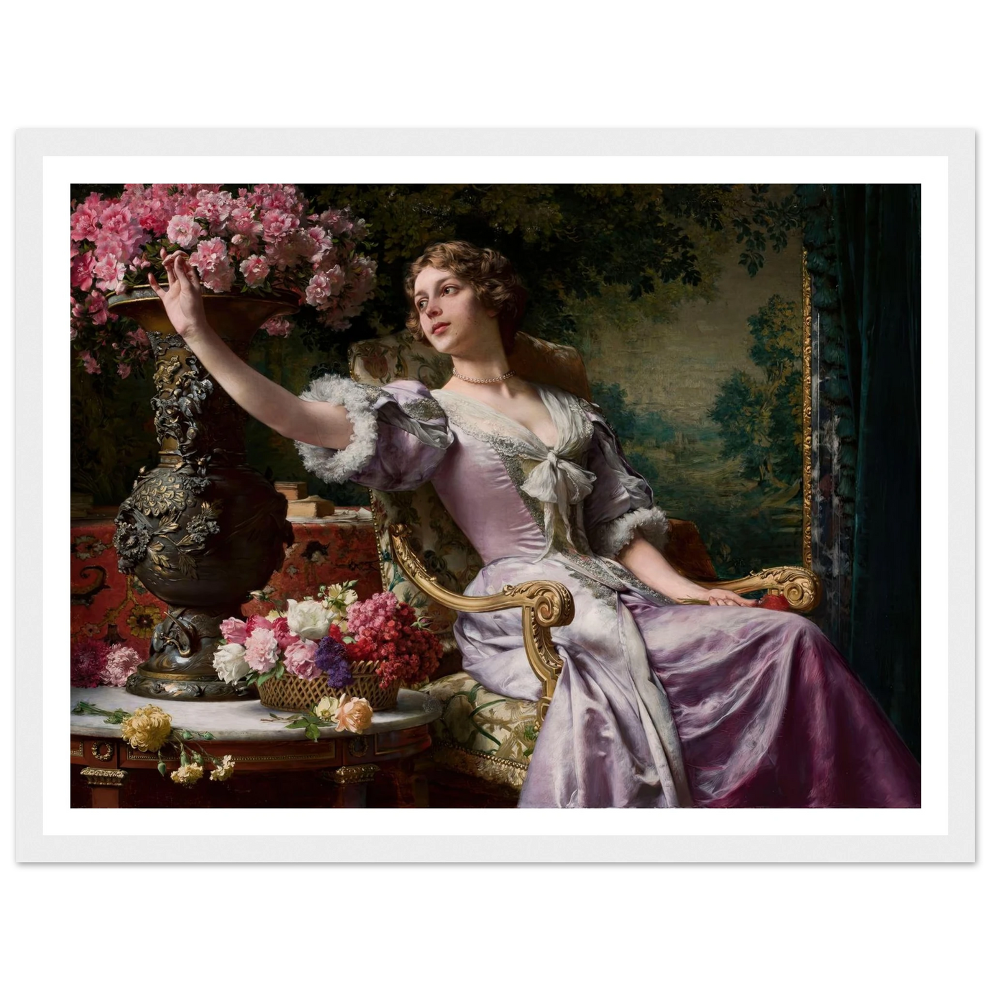 Lady in a lilac dress with flowers (1903) Art Print | Wladyslaw Czachorski-Quipham Collections