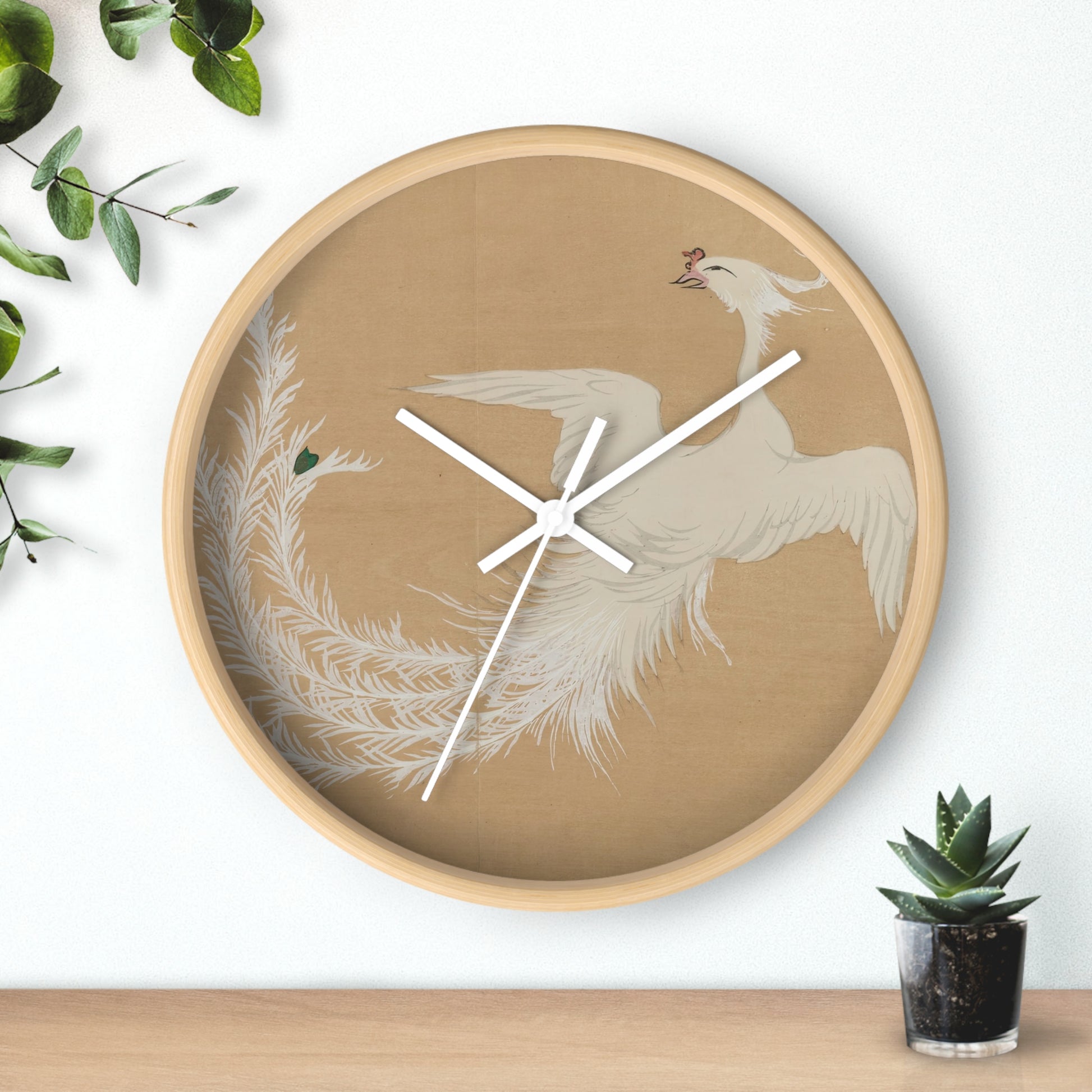 White Phoenix Wall Clock | Kamisaka Sekka-Quipham Collections