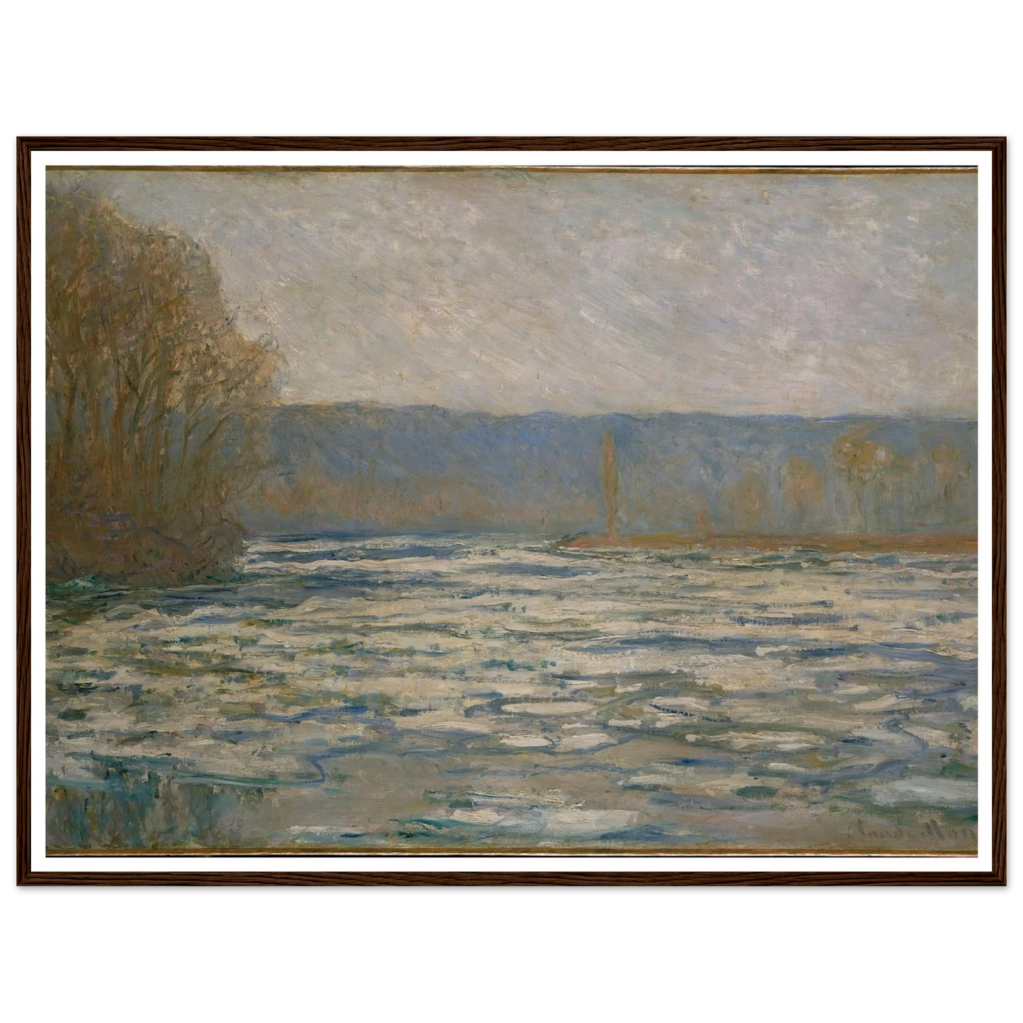 Ice breaking up on the Seine near Bennecourt (1893) Art Print | Claude Monet-Quipham Collections