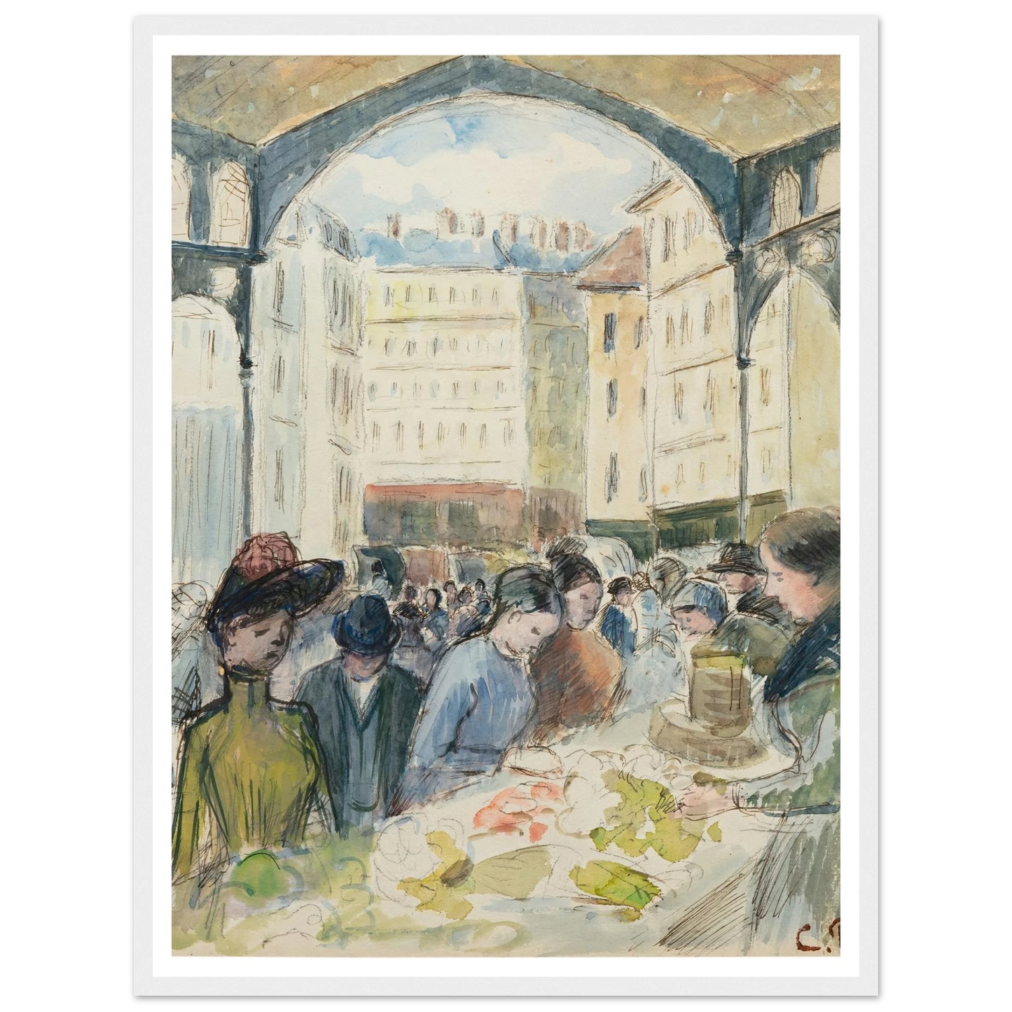 Les Halles centrales; le marché aux légumes Art Print | Camille Pissarro-Quipham Collections