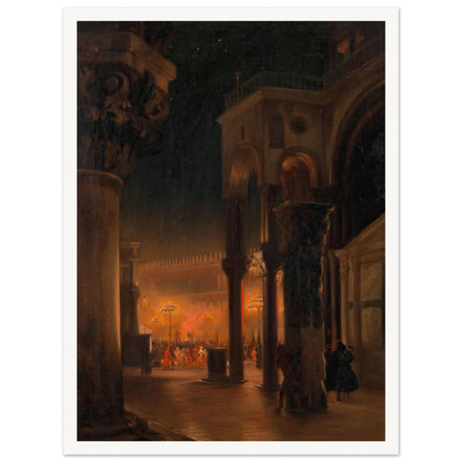 Karneval am Markusplatz in Venedig bei Nacht (1887) Art Print | Josef Hoffmann-Quipham Collections
