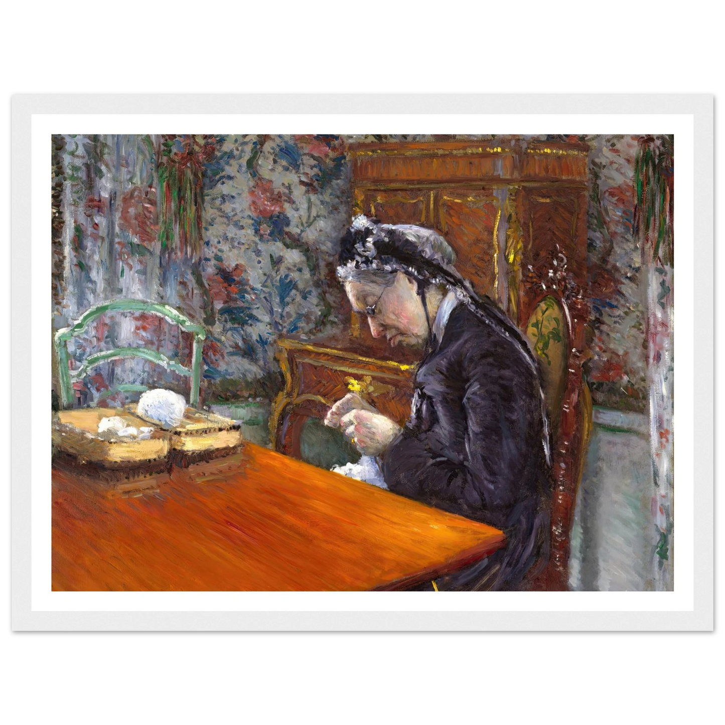 Mademoiselle Boissière Knitting (1877) Art Print | Gustave Caillebotte-Quipham Collections
