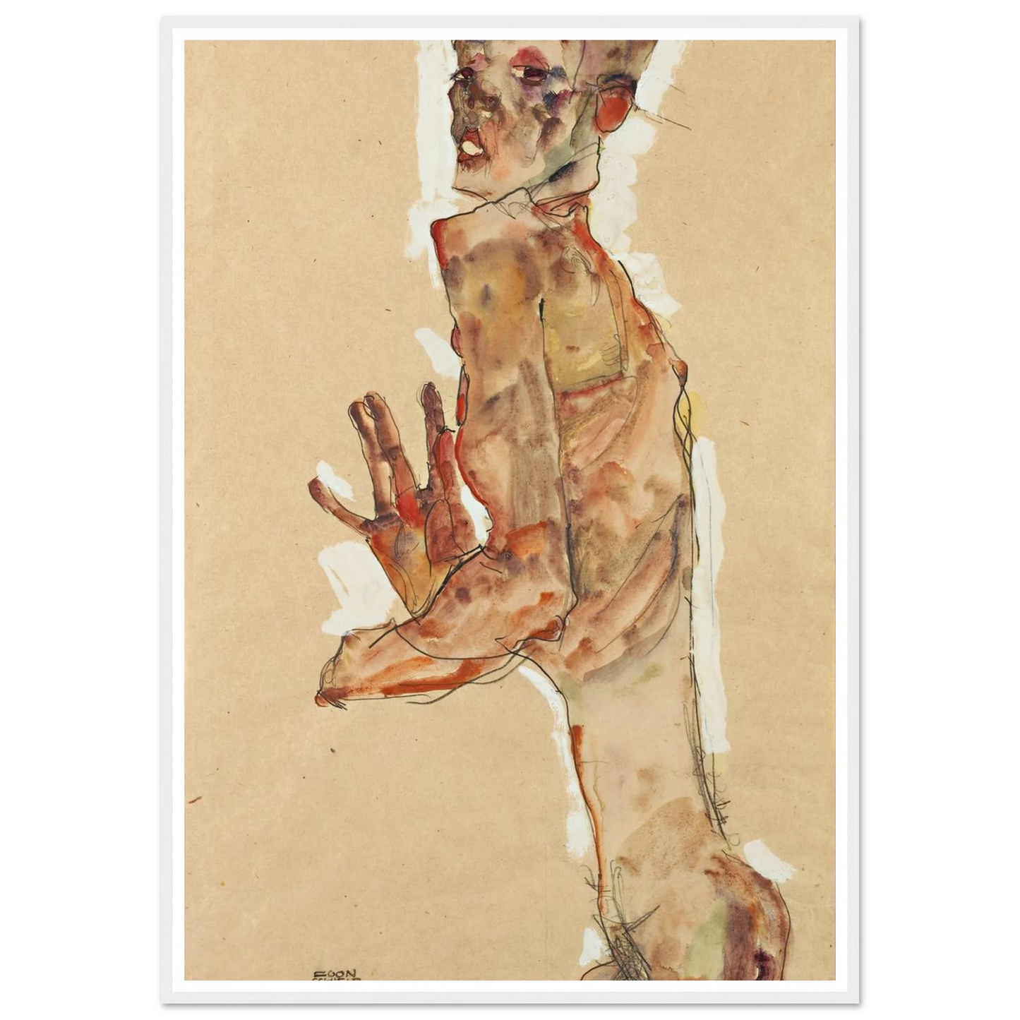 Self-Portrait with Splayed Fingers (1911) Art Print | Egon Schiele-Quipham Collections