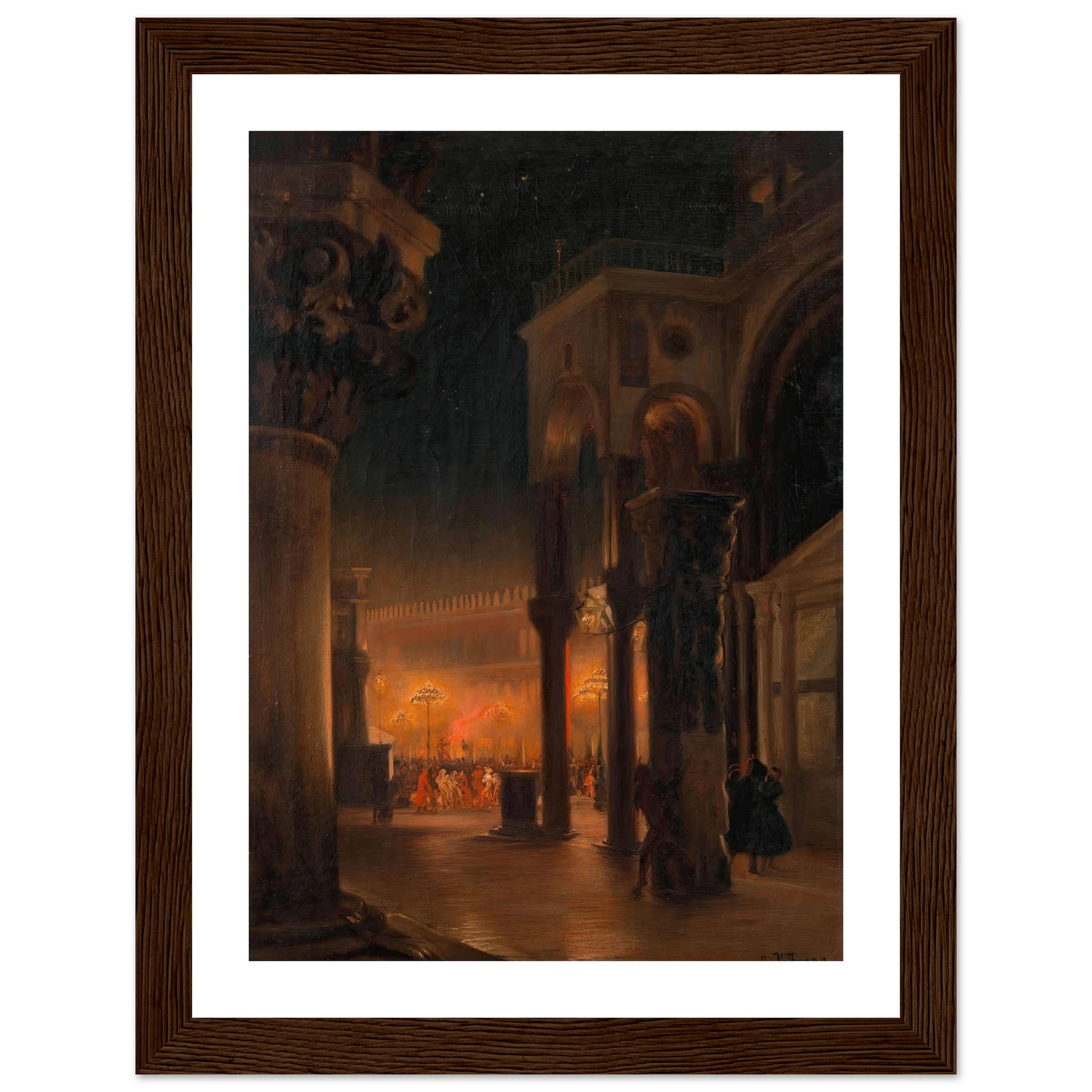 Karneval am Markusplatz in Venedig bei Nacht (1887) Art Print | Josef Hoffmann-Quipham Collections